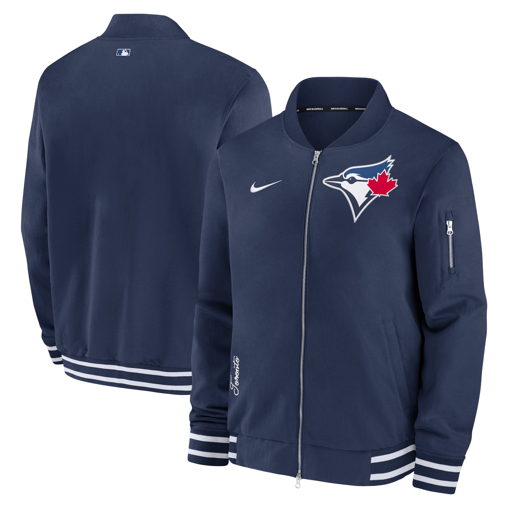 Men's Toronto Blue Jays Nike Navy Authentic Collection Full-Zip Bomber Jacket