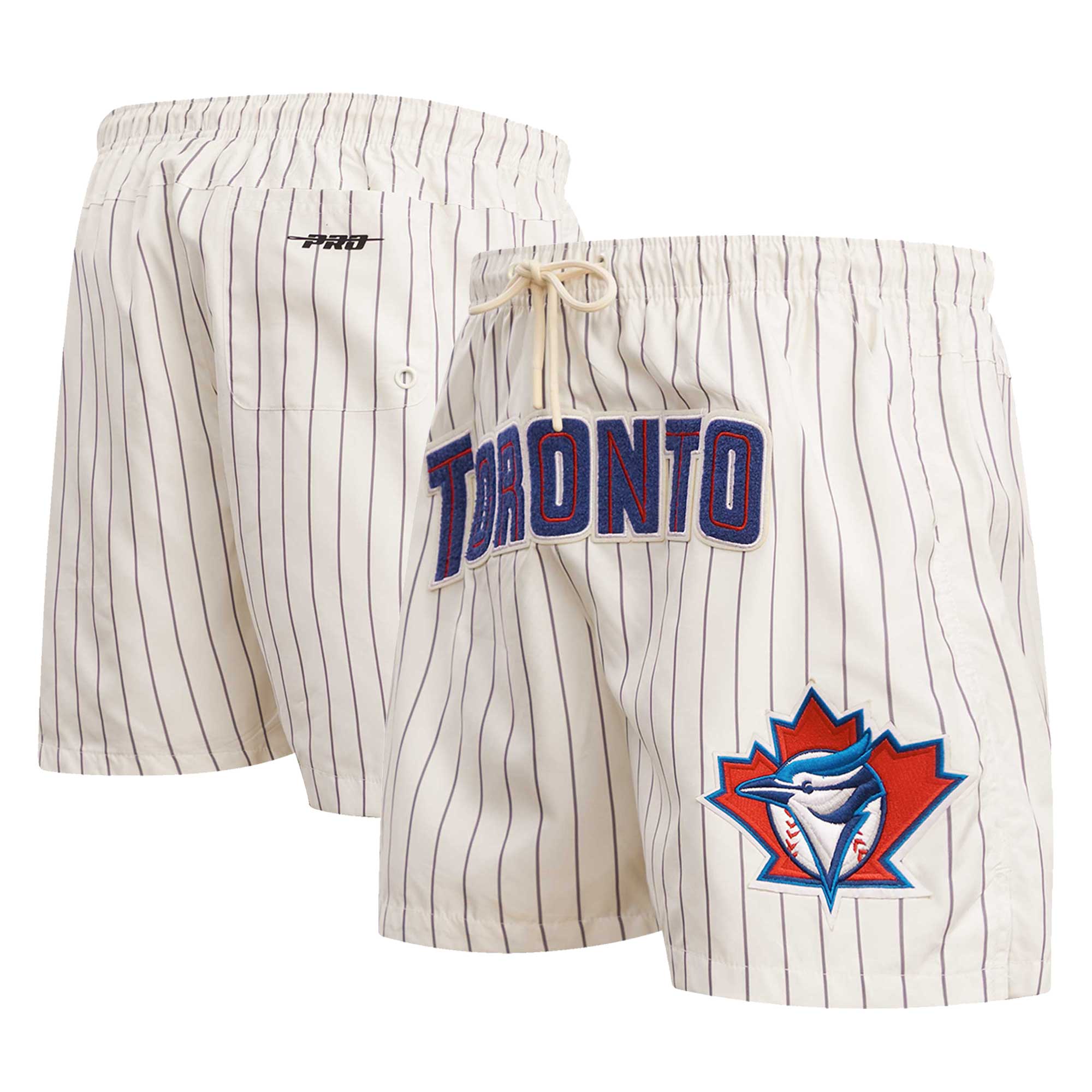Men's Toronto Blue Jays Pro Standard Cream Pinstripe Retro Classic Woven Shorts