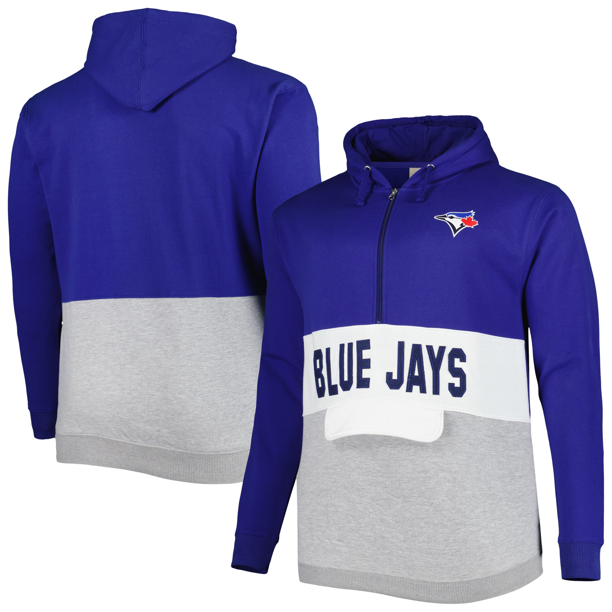 Men's Toronto Blue Jays Royal/White Big & Tall Fleece Half-Zip Hoodie
