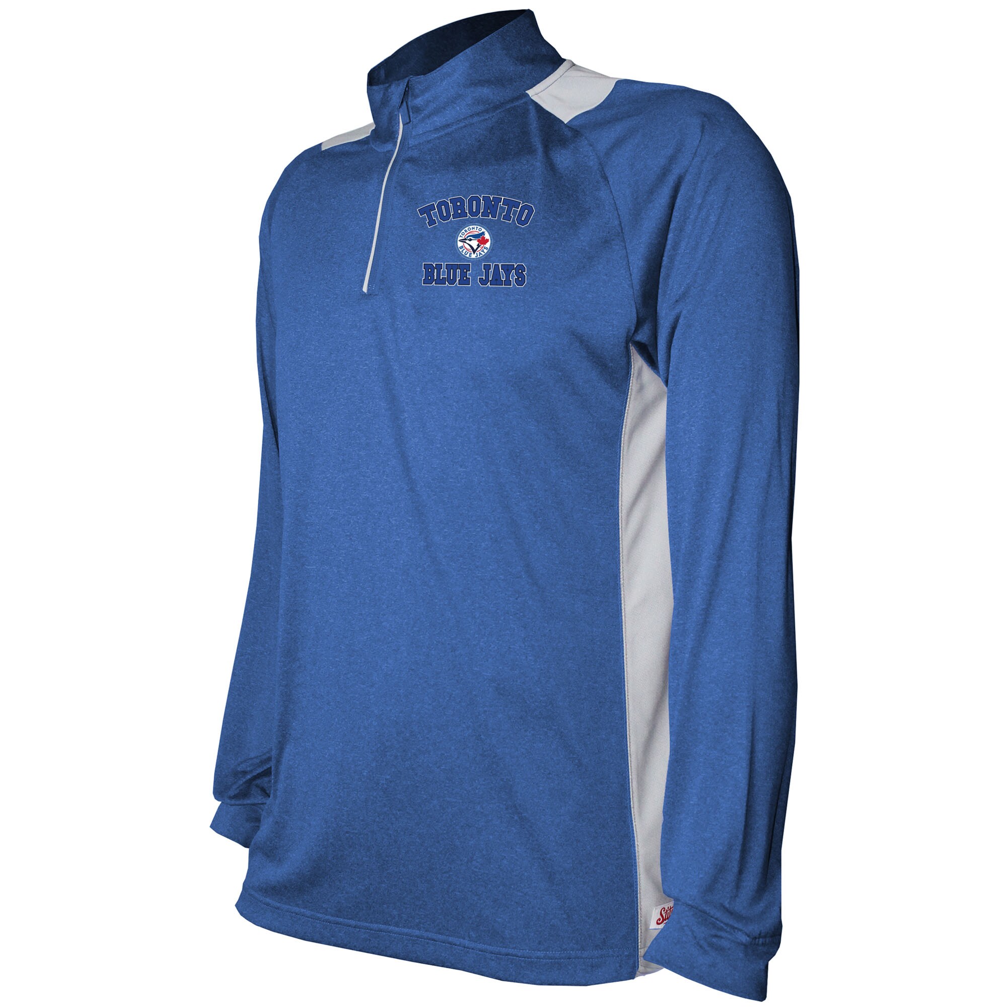Men's Toronto Blue Jays Stitches Royal/Gray Raglan Sleeve Quarter-Zip Pullover Top