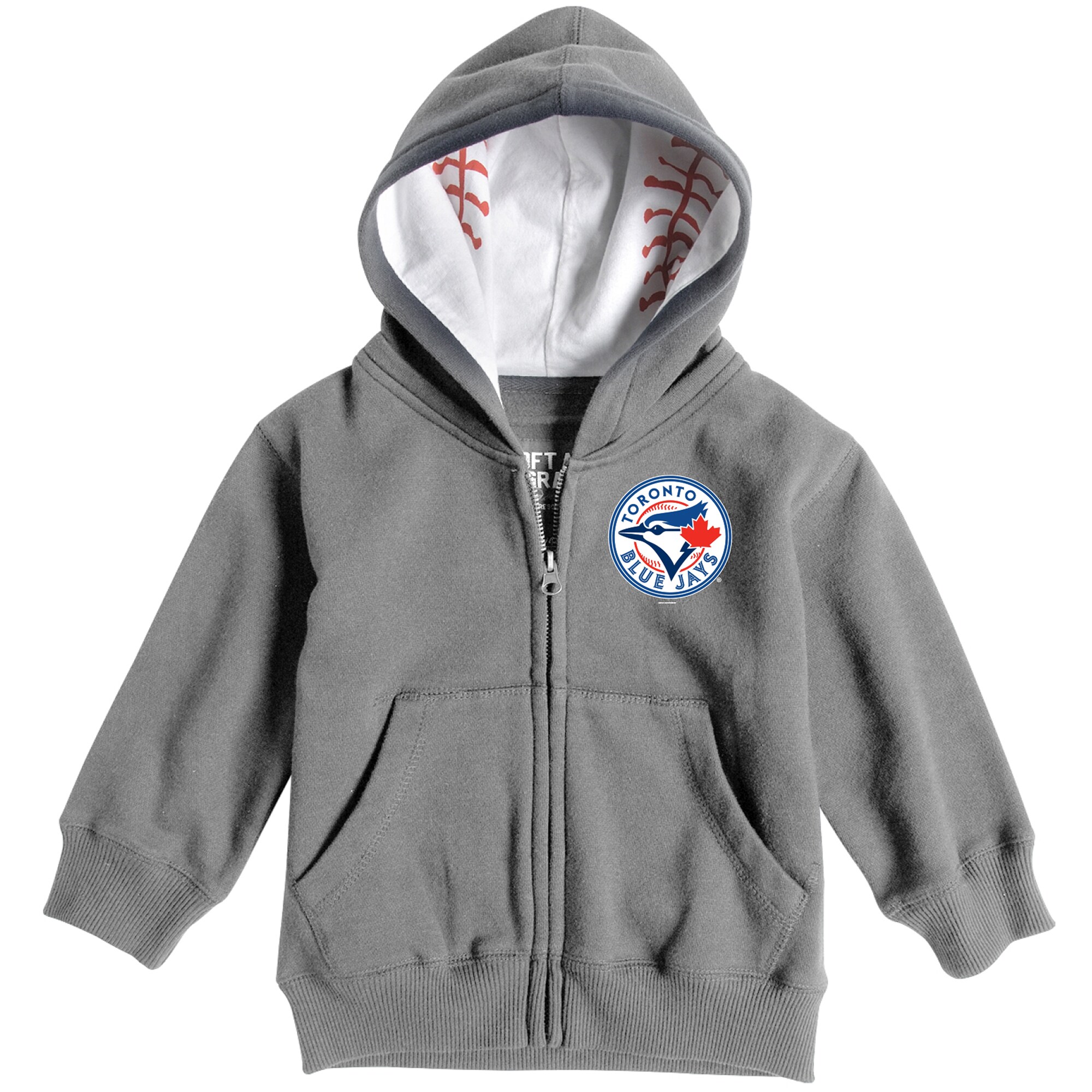 Toddler Toronto Blue Jays Soft as a Grape Heathered Gray Baseball Print Full-Zip Hoodie