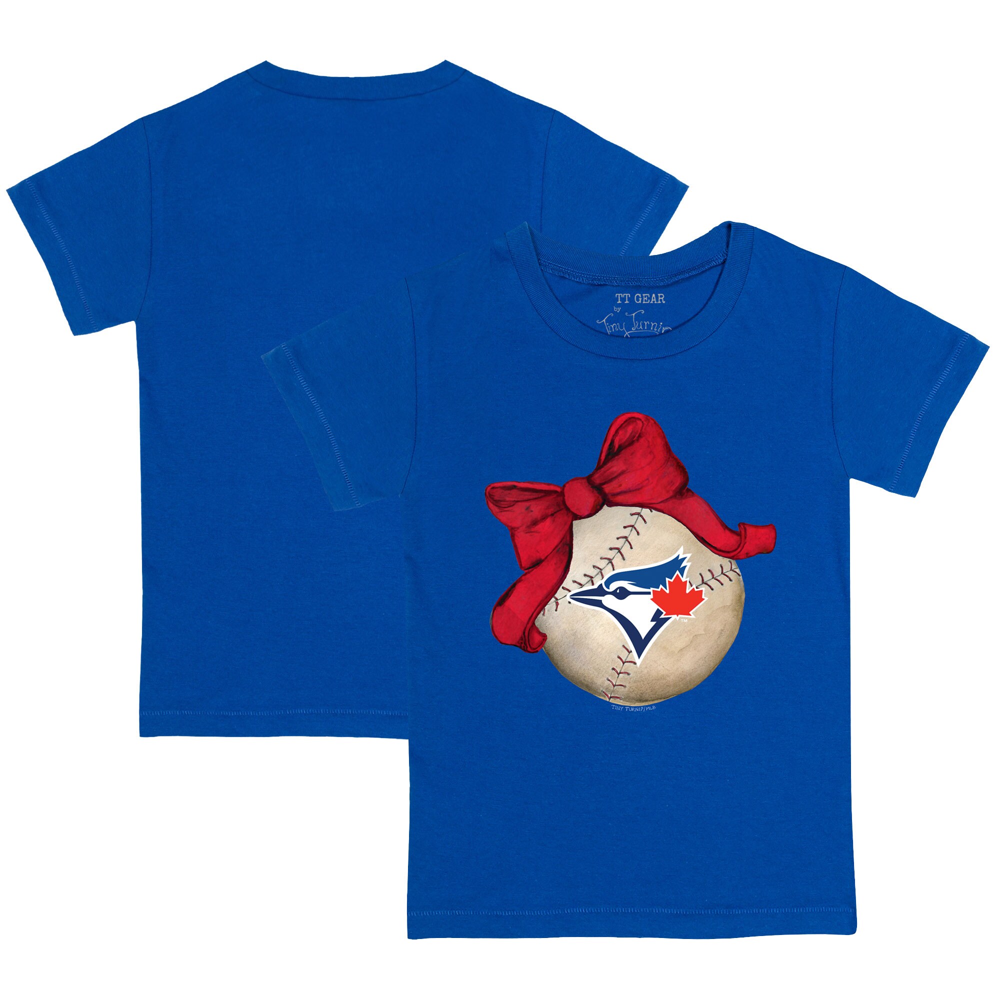 Toddler Toronto Blue Jays Tiny Turnip Royal Baseball Bow T-Shirt