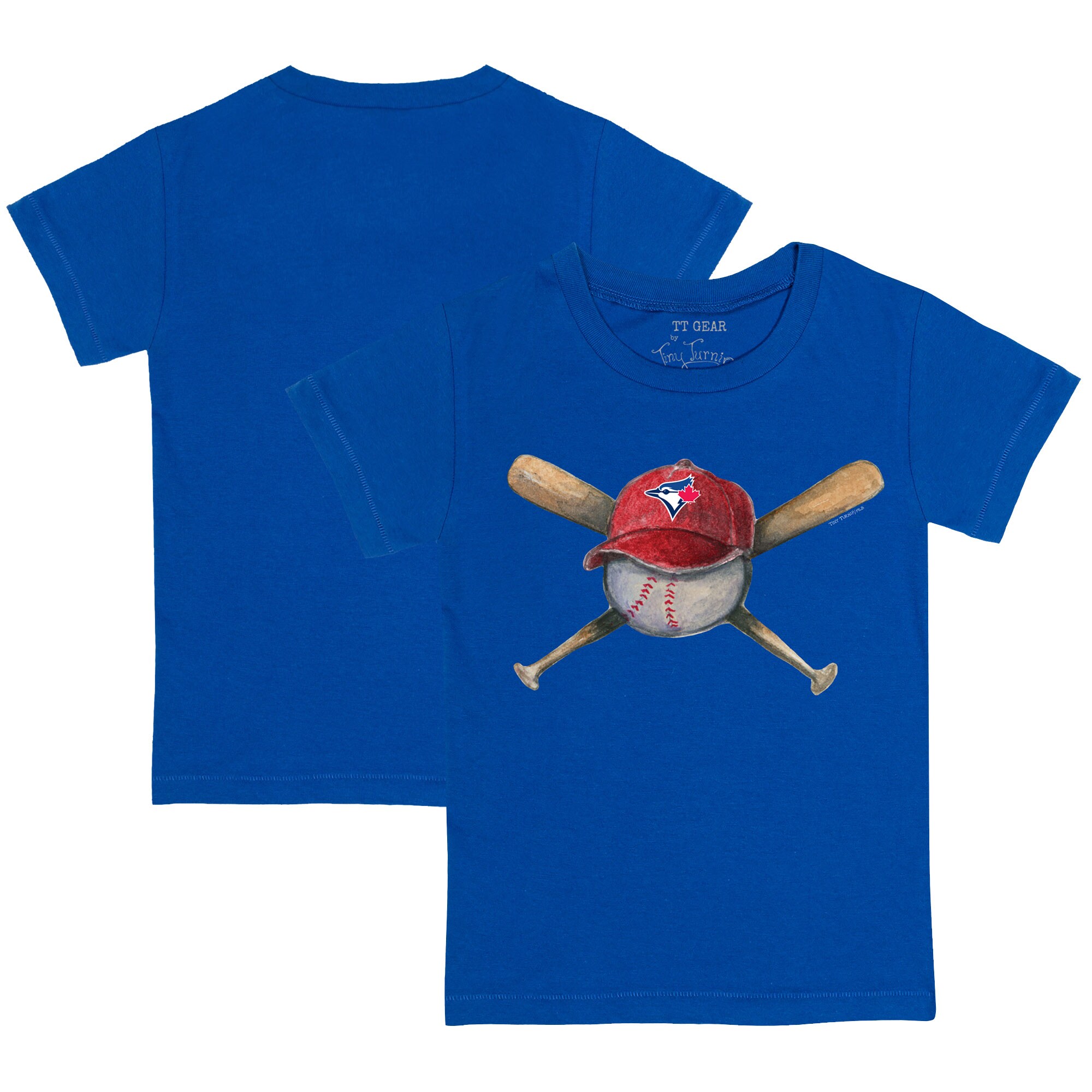 Toddler Toronto Blue Jays  Tiny Turnip Royal Hat Cross Bats T-Shirt