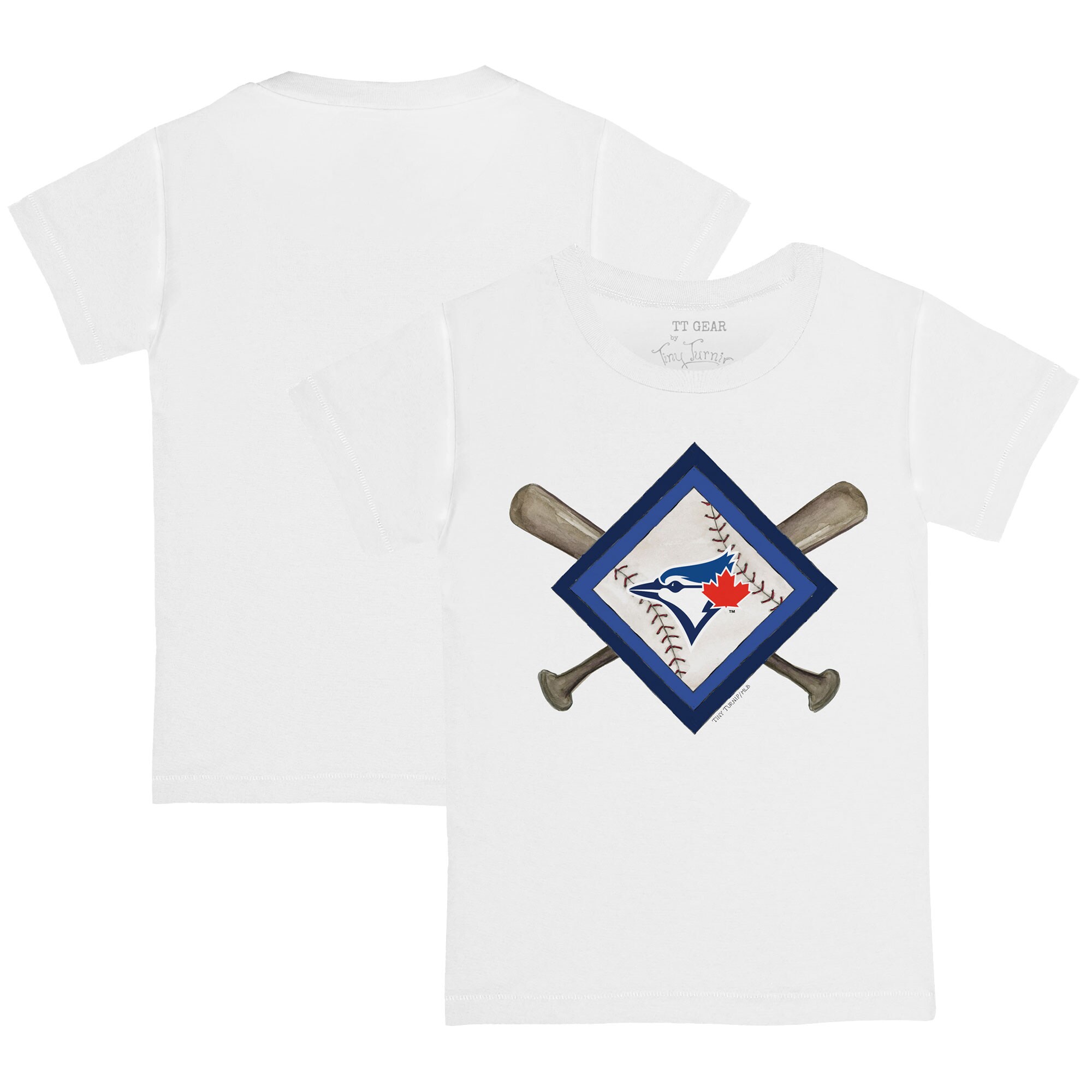 Toddler Toronto Blue Jays Tiny Turnip White Diamond Cross Bats T-Shirt