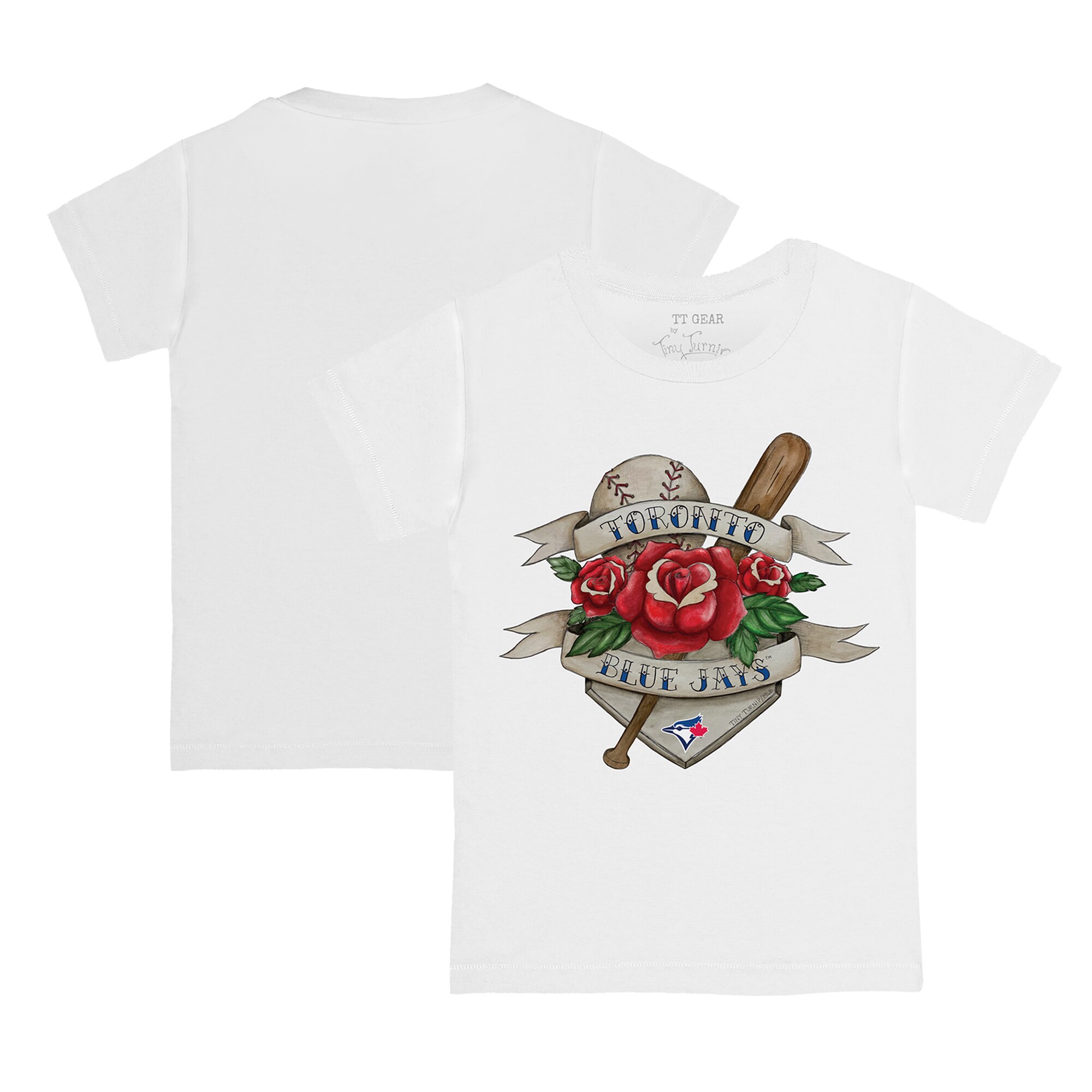 Toddler Toronto Blue Jays Tiny Turnip White Tattoo Rose T-Shirt