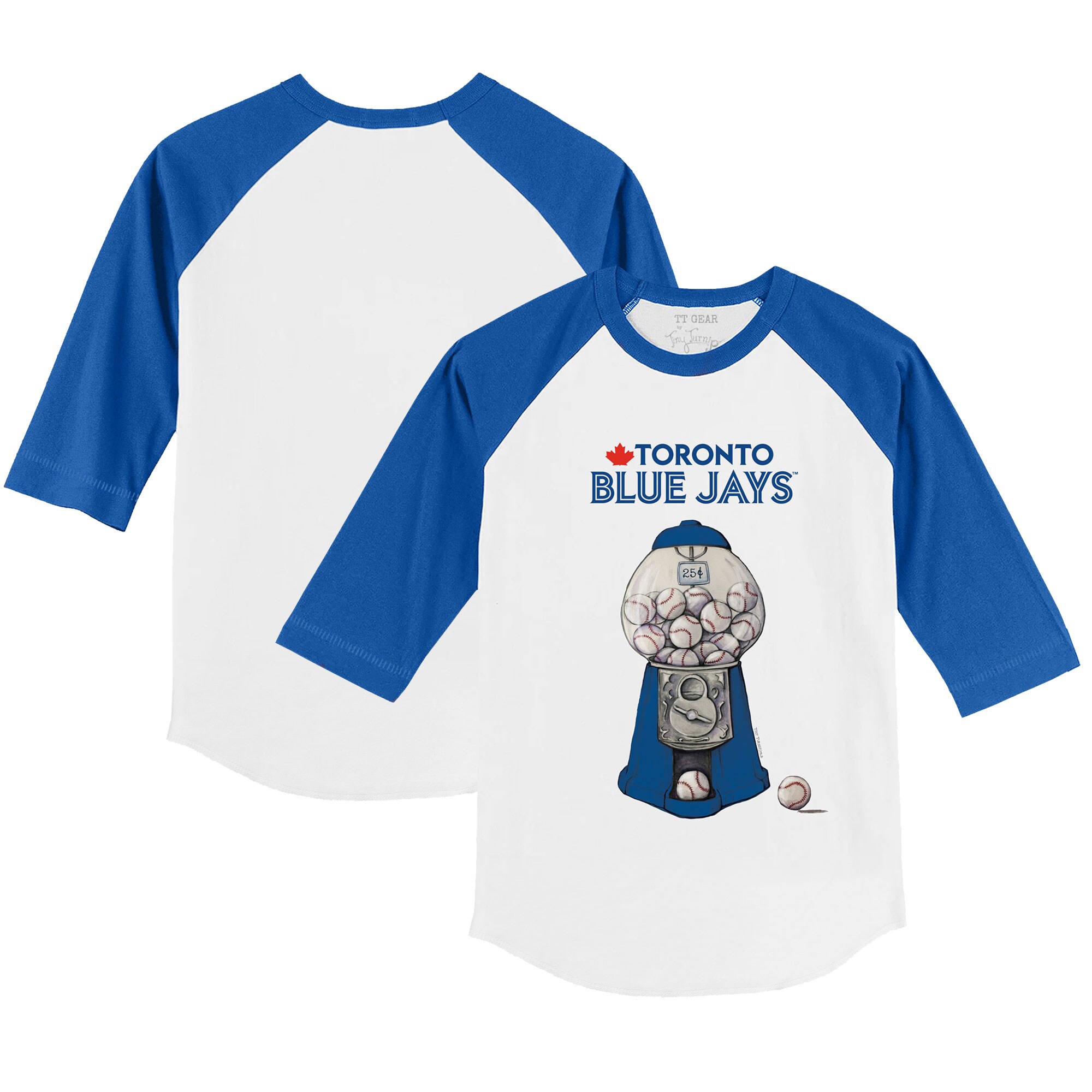 Toddler Toronto Blue Jays Tiny Turnip White/Royal Gumball Machine 3/4-Sleeve Raglan T-Shirt