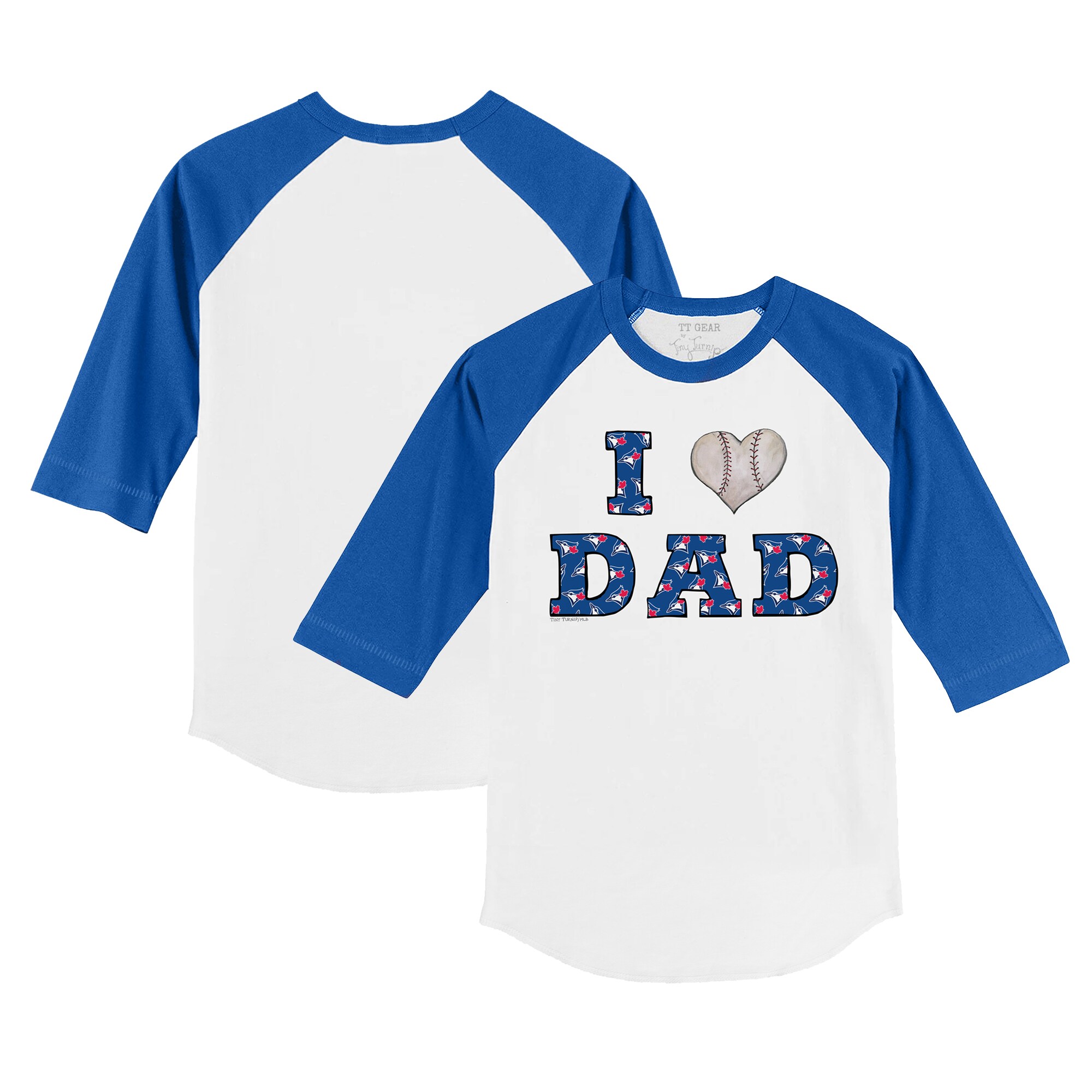 Toddler Toronto Blue Jays Tiny Turnip White/Royal I Love Dad 3/4-Sleeve Raglan T-Shirt