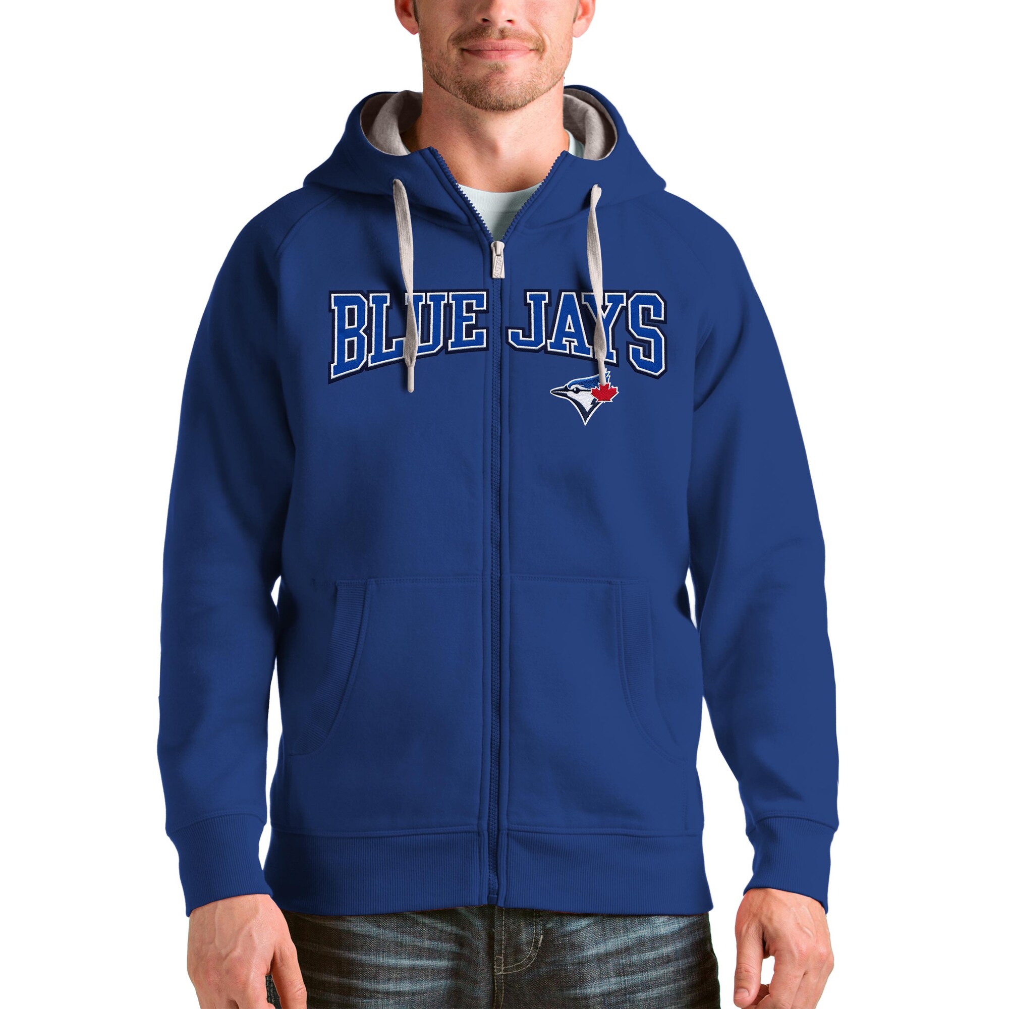 Toronto Blue Jays Antigua Royal Team Logo Victory Full-Zip Hoodie