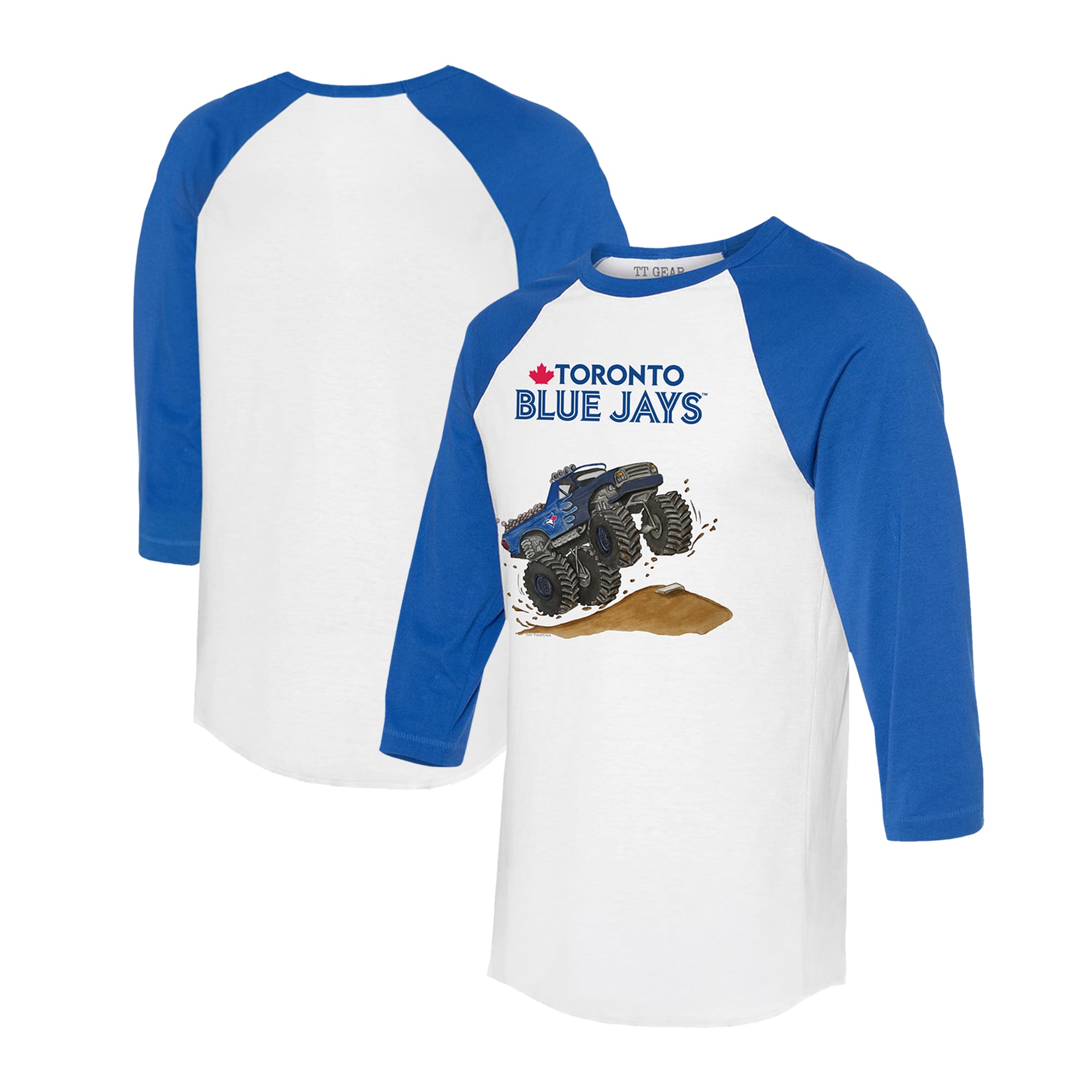 Unisex Toronto Blue Jays Tiny Turnip White/Royal Monster Truck 3/4-Sleeve Raglan T-Shirt