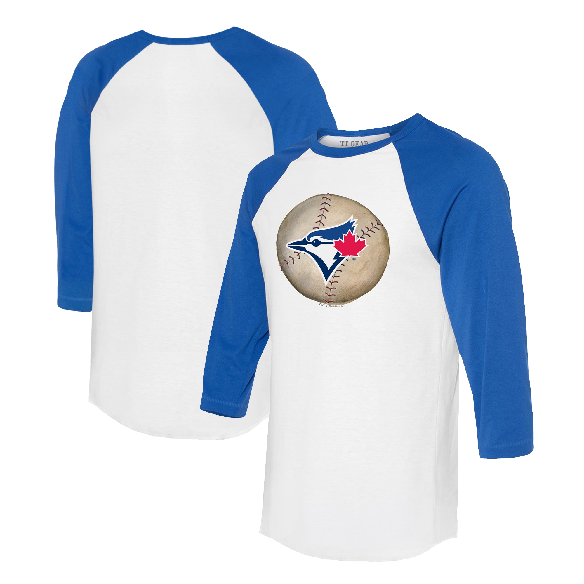 Unisex Toronto Blue Jays Tiny Turnip White/Royal Stitched Baseball 3/4-Sleeve Raglan T-Shirt