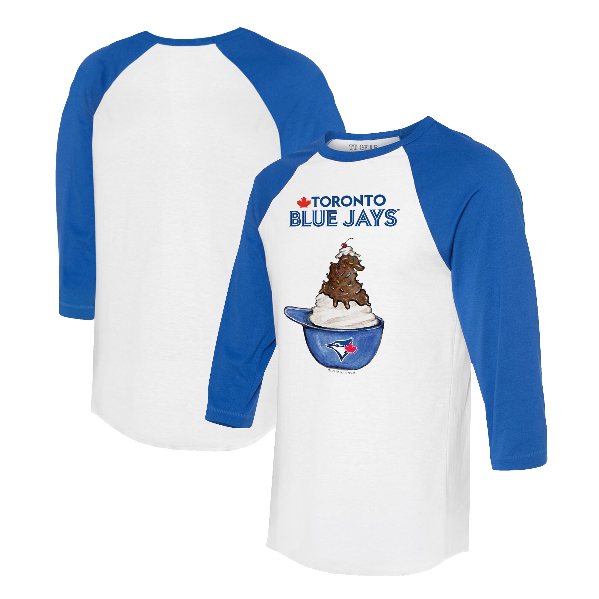 Unisex Toronto Blue Jays Tiny Turnip White/Royal Sundae Helmet 3/4-Sleeve Raglan T-Shirt