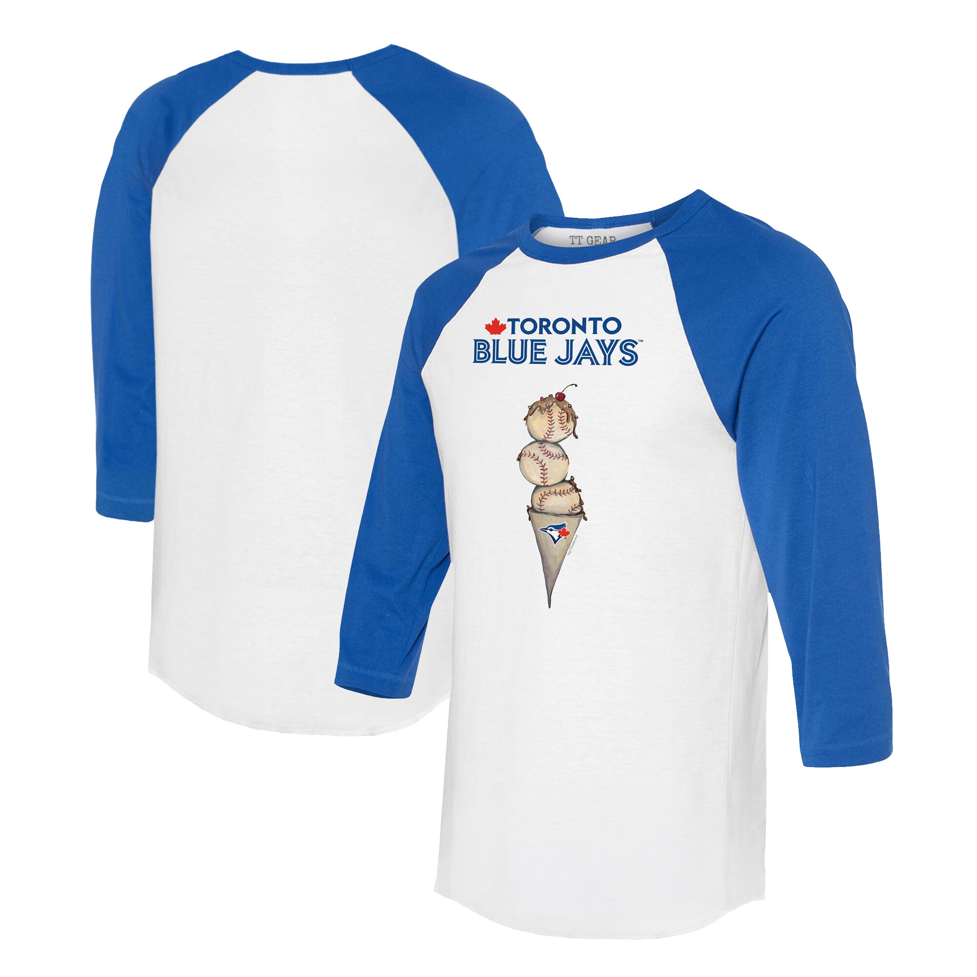 Unisex Toronto Blue Jays Tiny Turnip White/Royal Triple Scoop 3/4-Sleeve Raglan T-Shirt