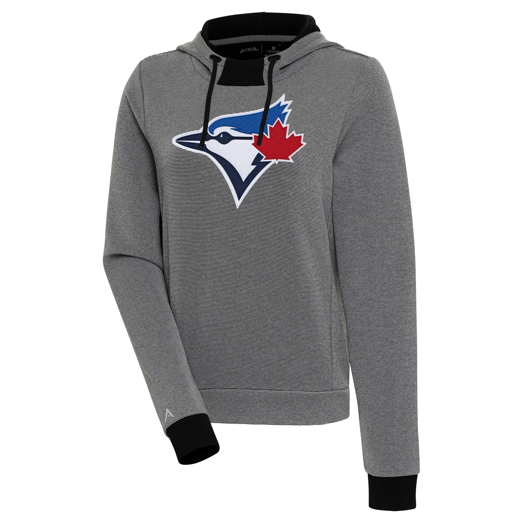 Women's Toronto Blue Jays  Antigua Black/White Axe Bunker Tri-Blend Pullover Hoodie