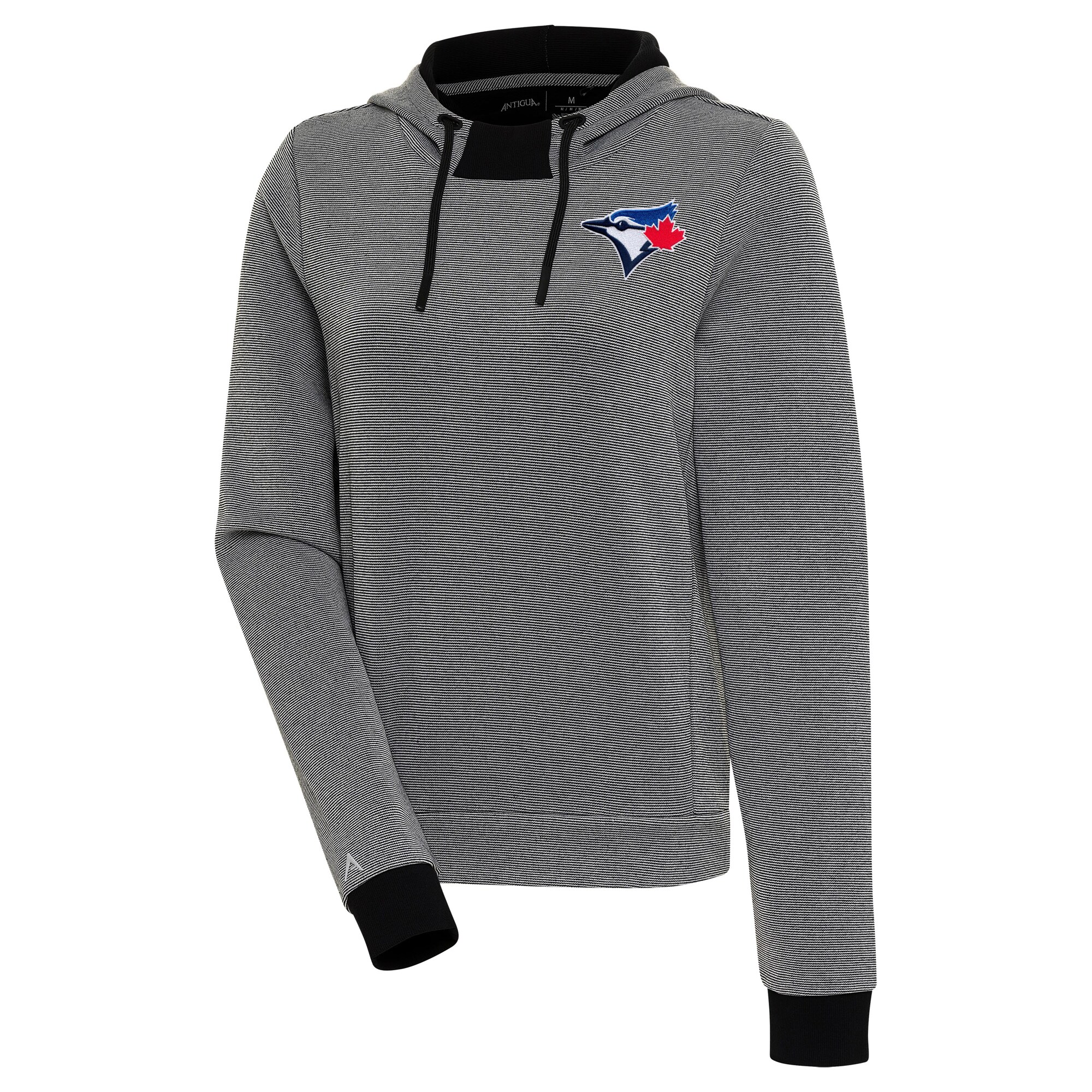 Women's Toronto Blue Jays  Antigua Black/White Axe Bunker Tri-Blend Pullover Hoodie