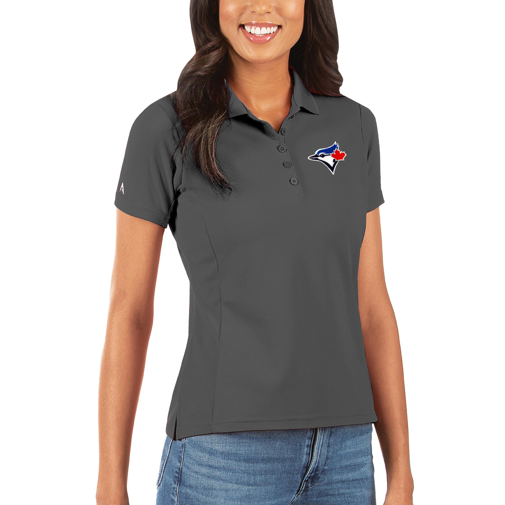 Women's Toronto Blue Jays Antigua Gray Legacy Pique Polo