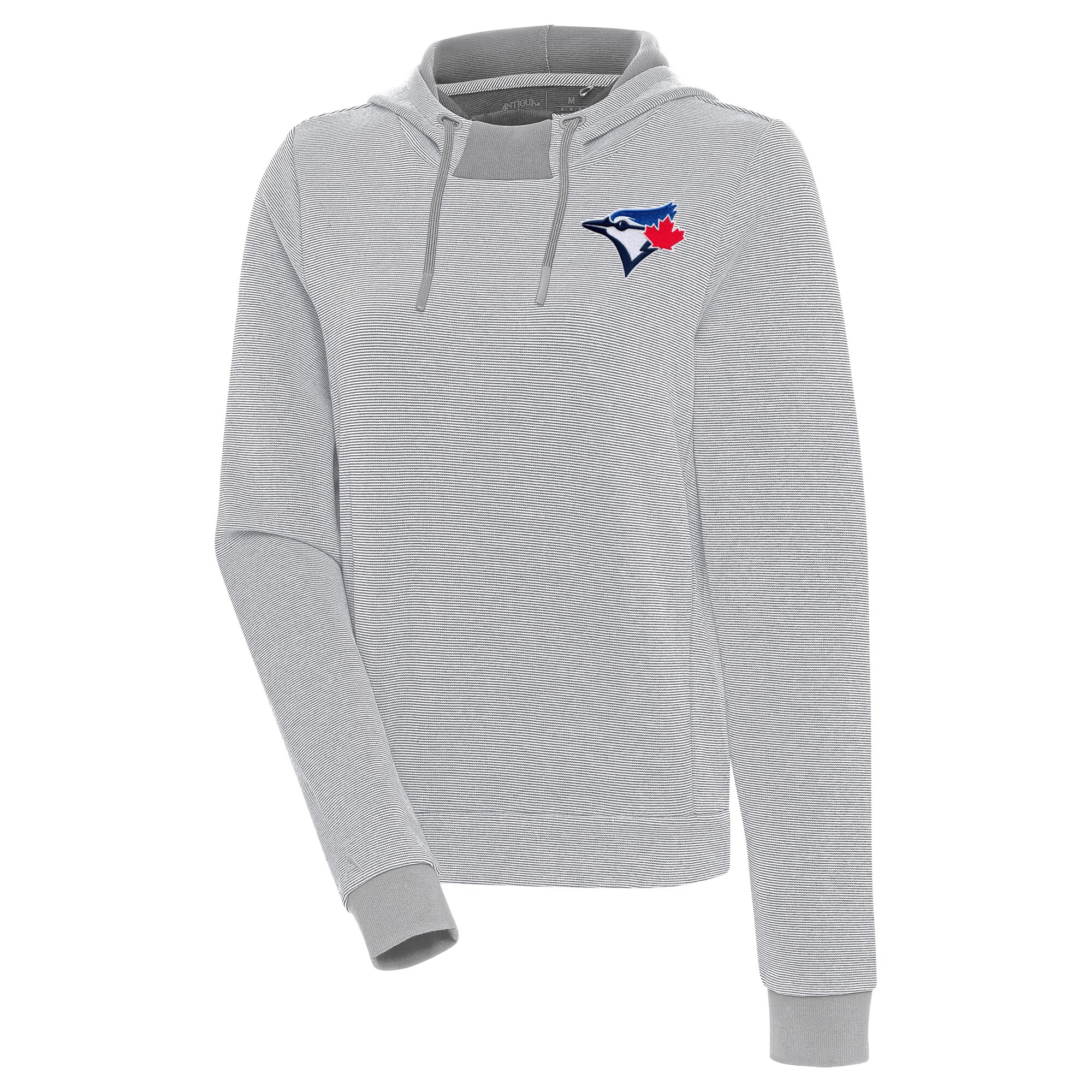 Women's Toronto Blue Jays  Antigua Gray/White Axe Bunker Tri-Blend Pullover Hoodie