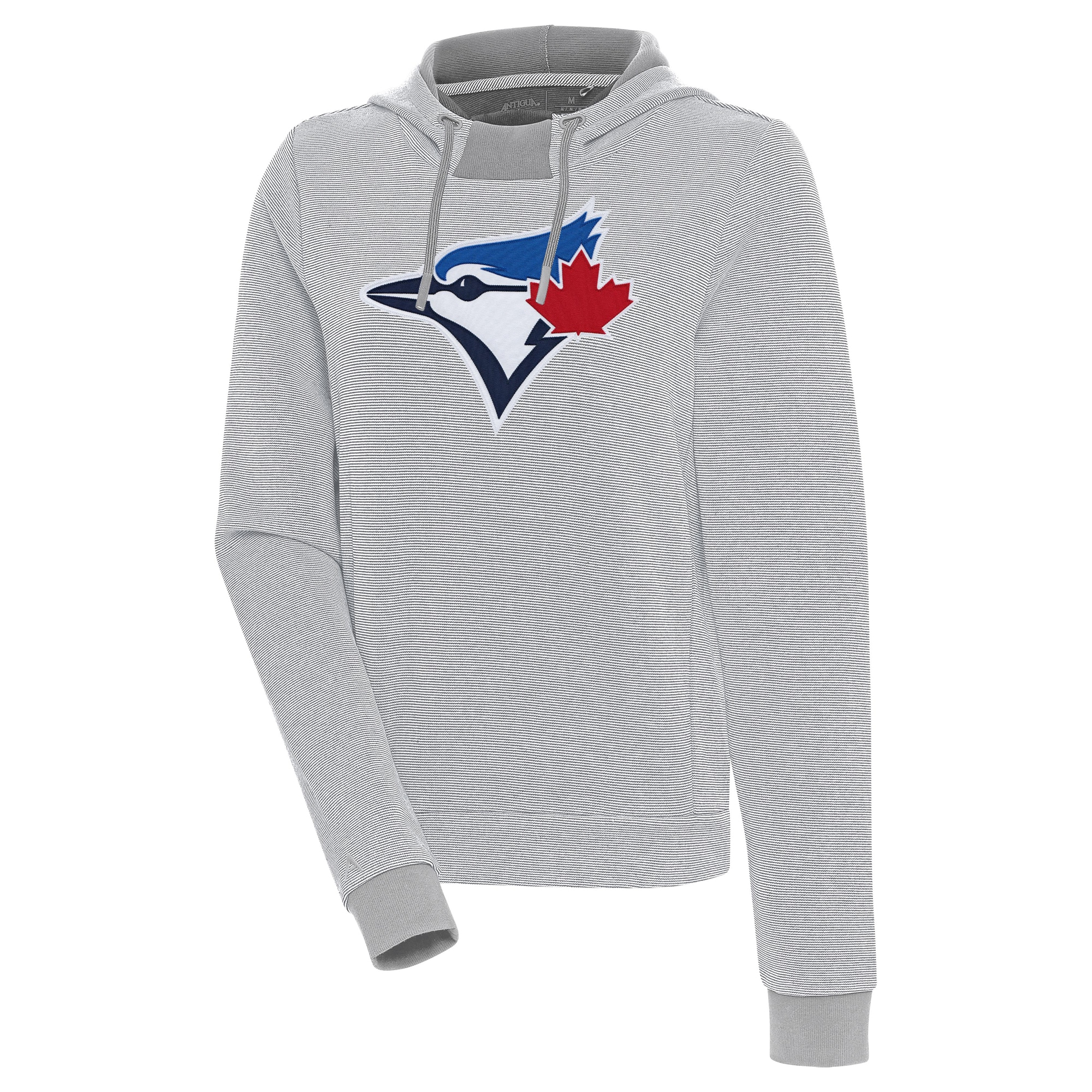 Women's Toronto Blue Jays  Antigua Gray/White Axe Bunker Tri-Blend Pullover Hoodie