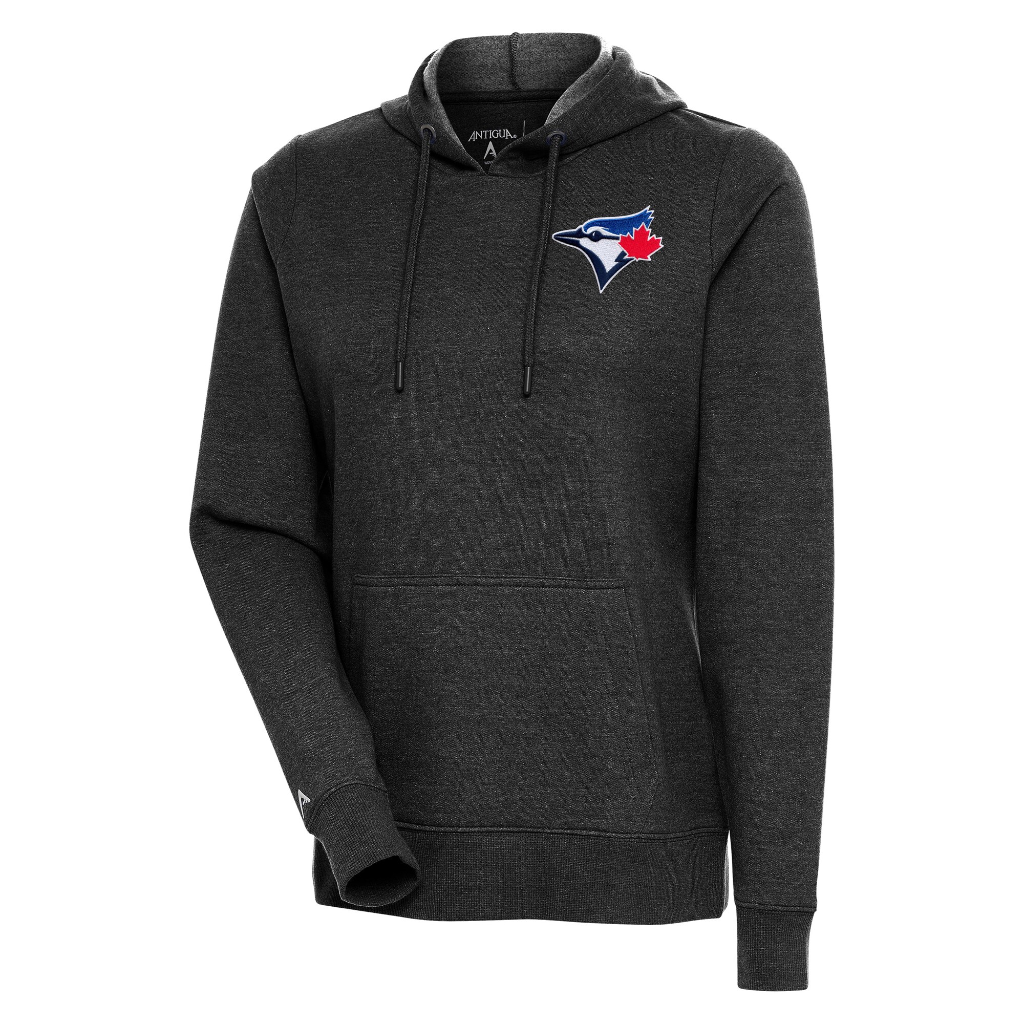 Women's Toronto Blue Jays Antigua Heather Black Action Pullover Hoodie