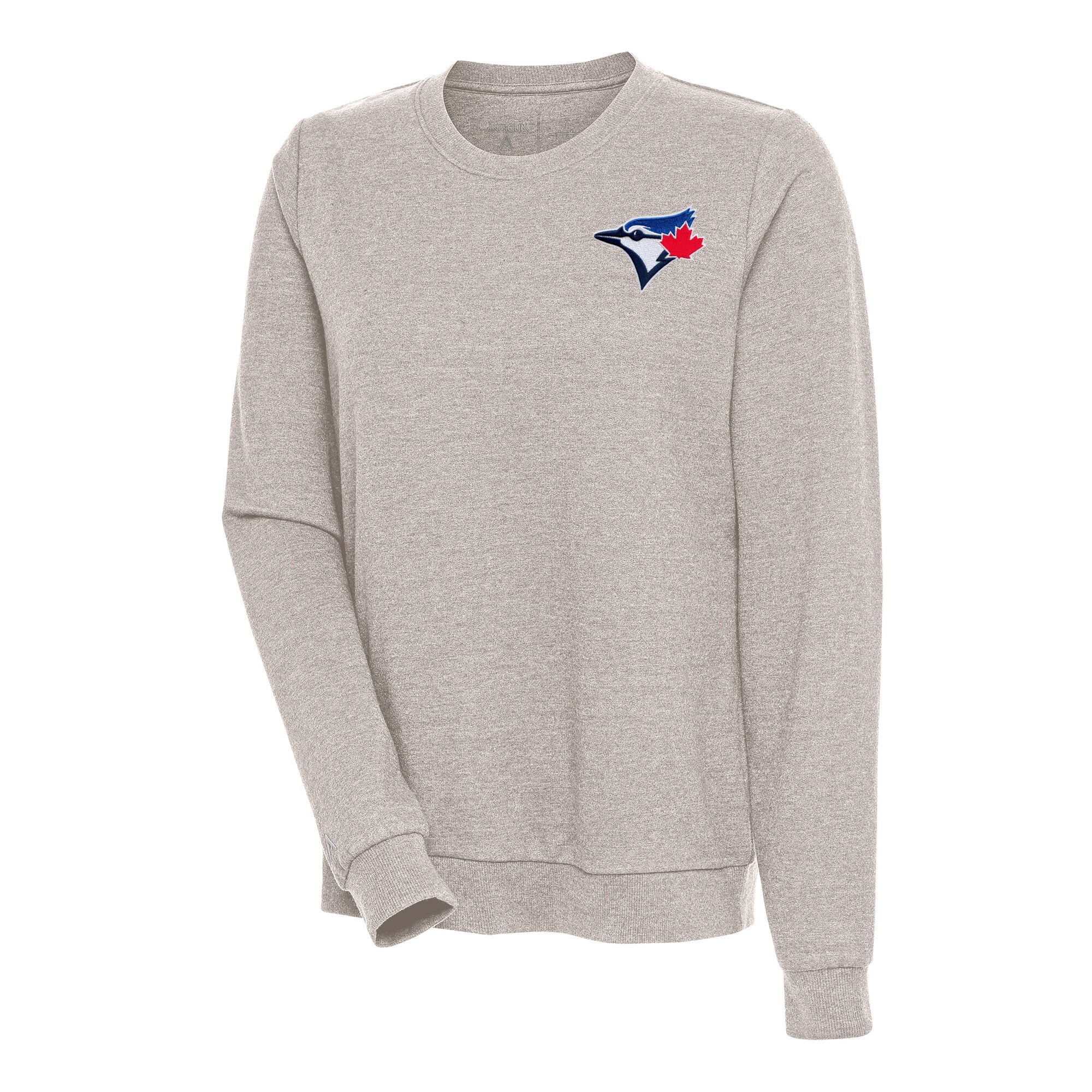 Women's Toronto Blue Jays Antigua Oatmeal Action Crewneck Pullover Sweatshirt