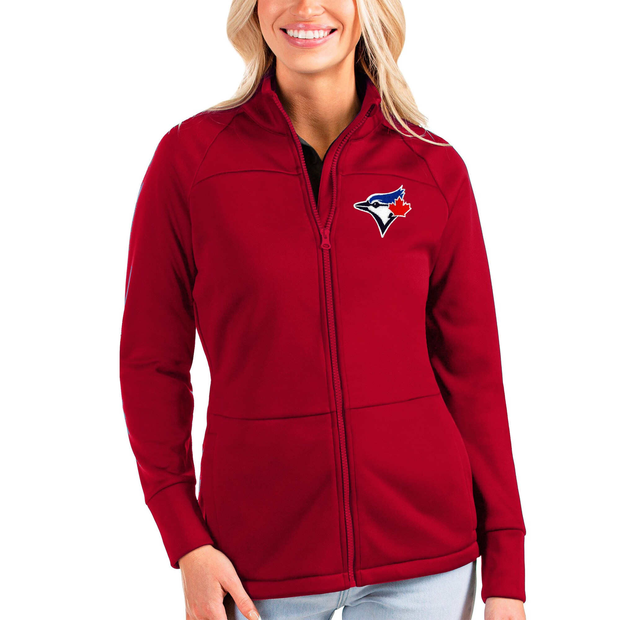 Women's Toronto Blue Jays Antigua Red Links Full-Zip Golf Jacket