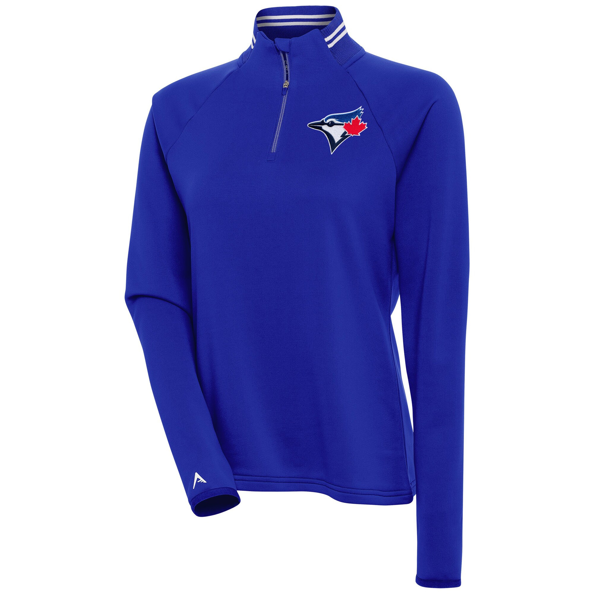 Women's Toronto Blue Jays  Antigua Royal Milo Raglan Quarter-Zip Pullover Top