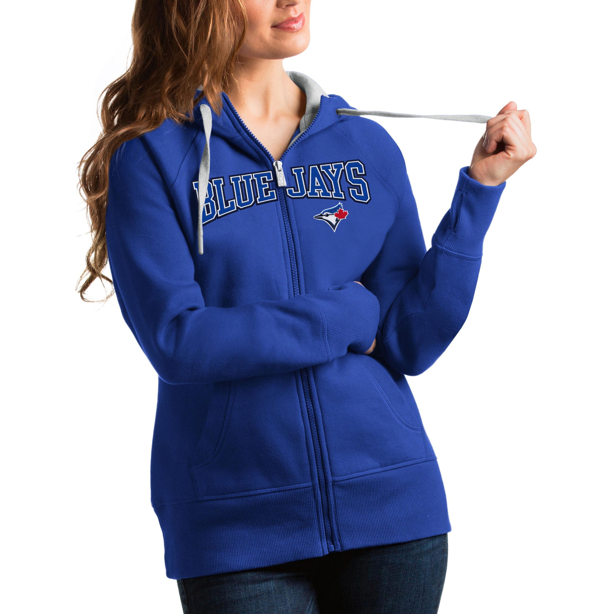 Women's Toronto Blue Jays Antigua Royal Team Logo Victory Full-Zip Hoodie