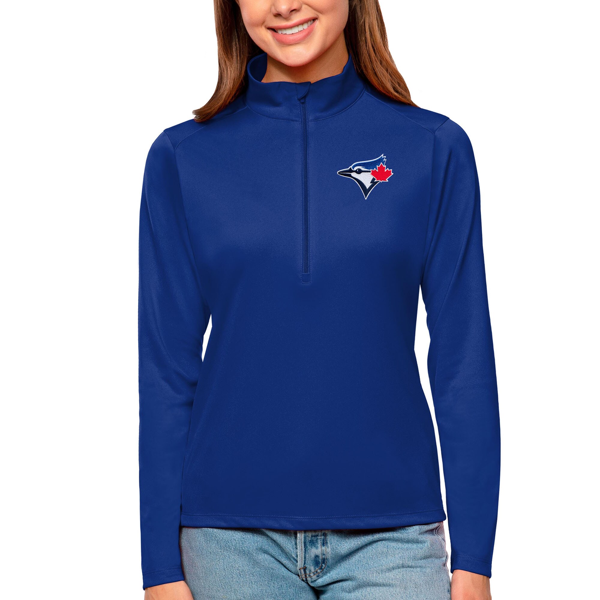 Women's Toronto Blue Jays Antigua Royal Tribute Quarter-Zip Pullover Top