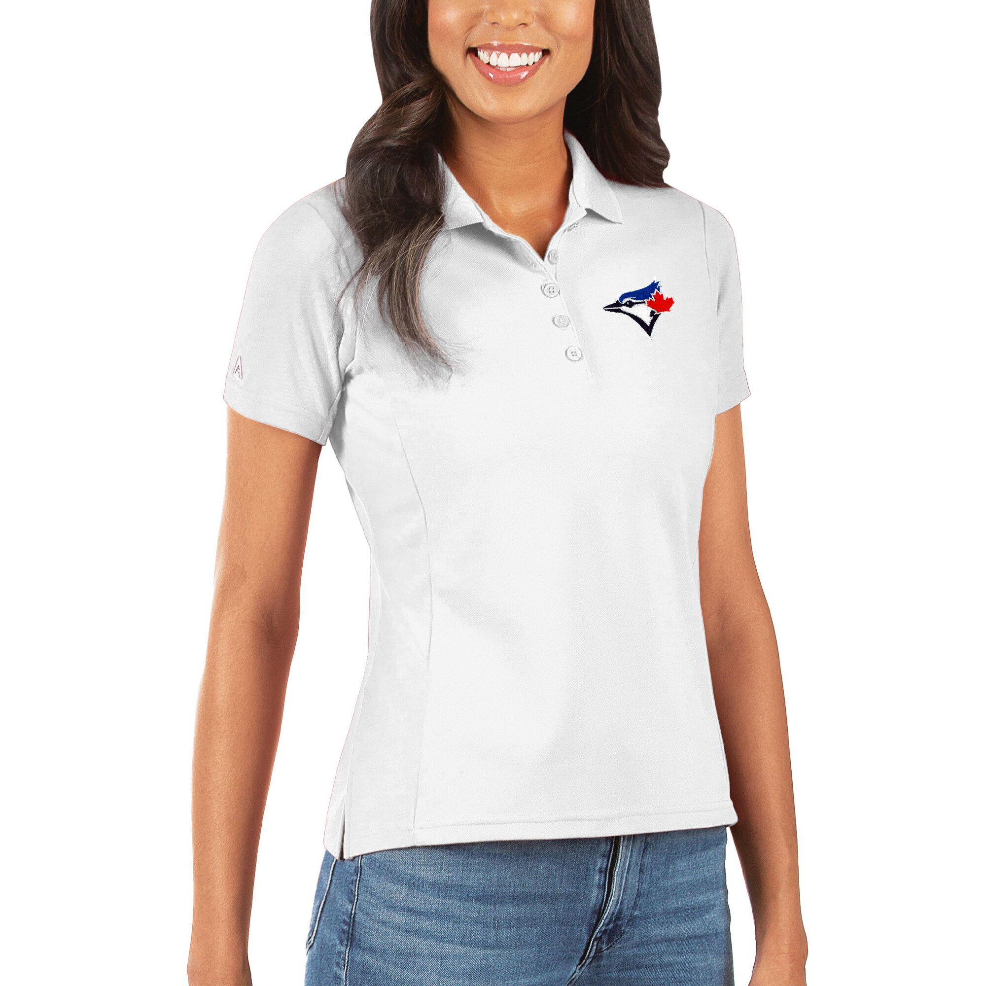 Women's Toronto Blue Jays Antigua White Legacy Pique Polo