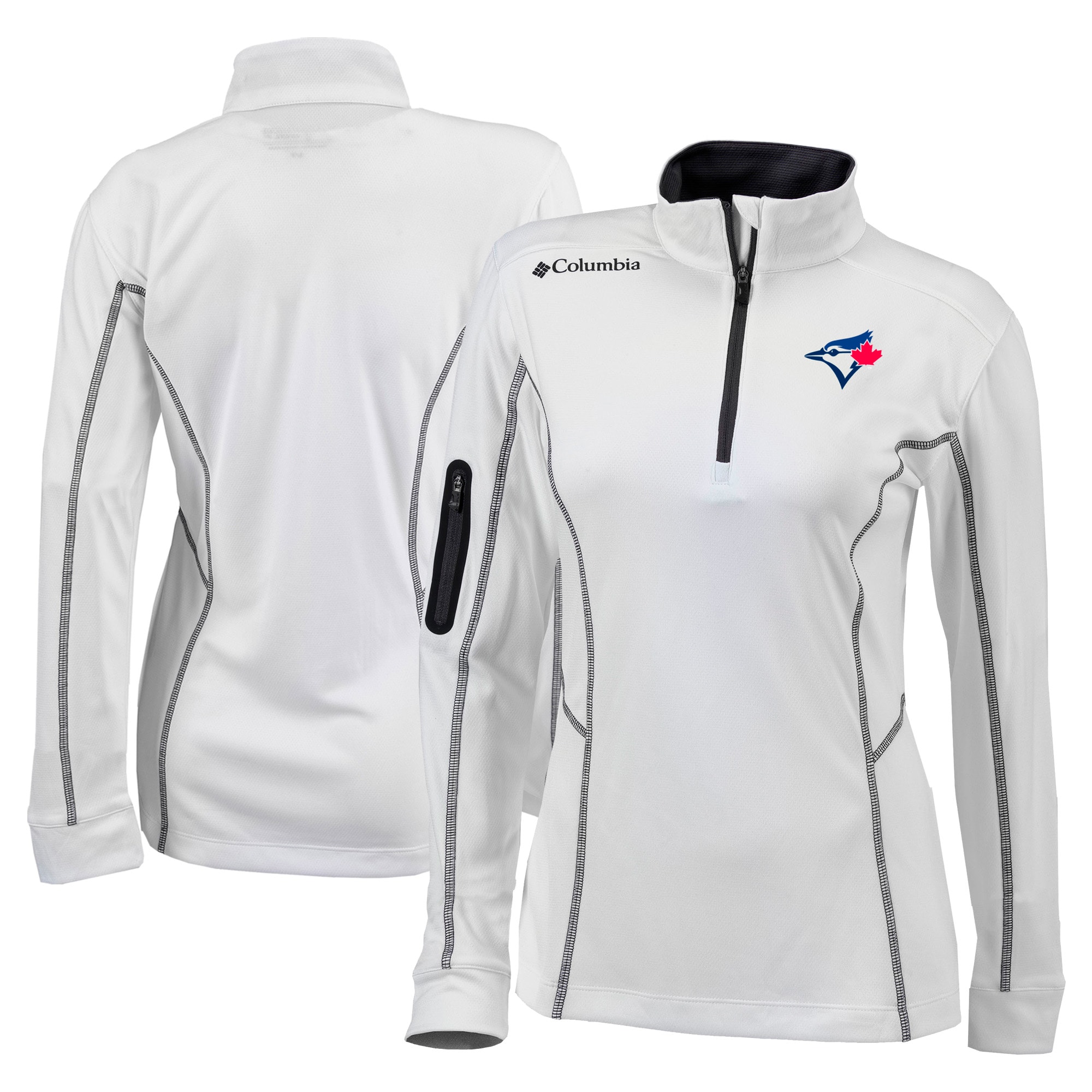 Women's Toronto Blue Jays Columbia White Omni-Wick Shotgun Quarter-Zip Pullover Top