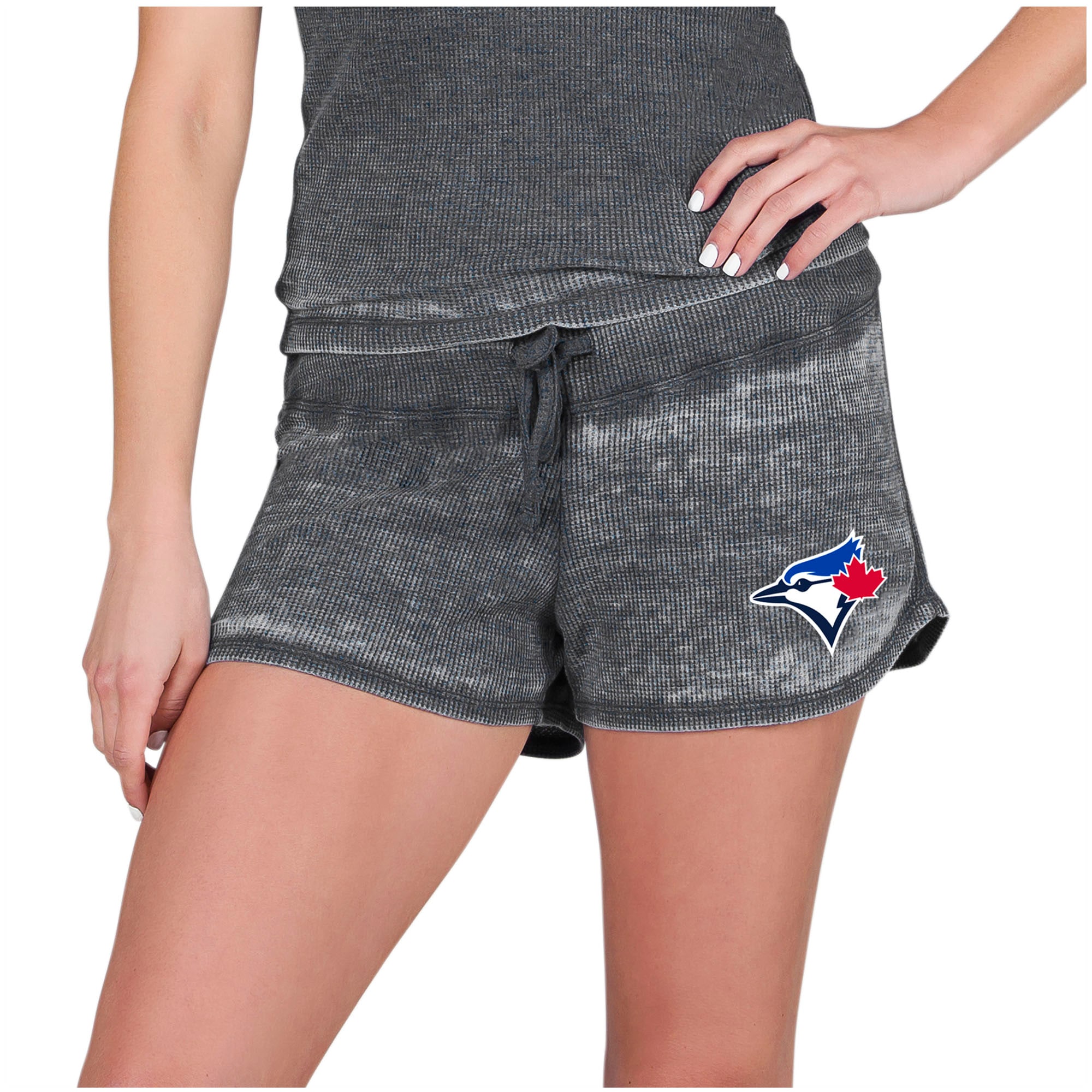 Women's Toronto Blue Jays  Concepts Sport Charcoal Resurgence Waffle Knit Shorts