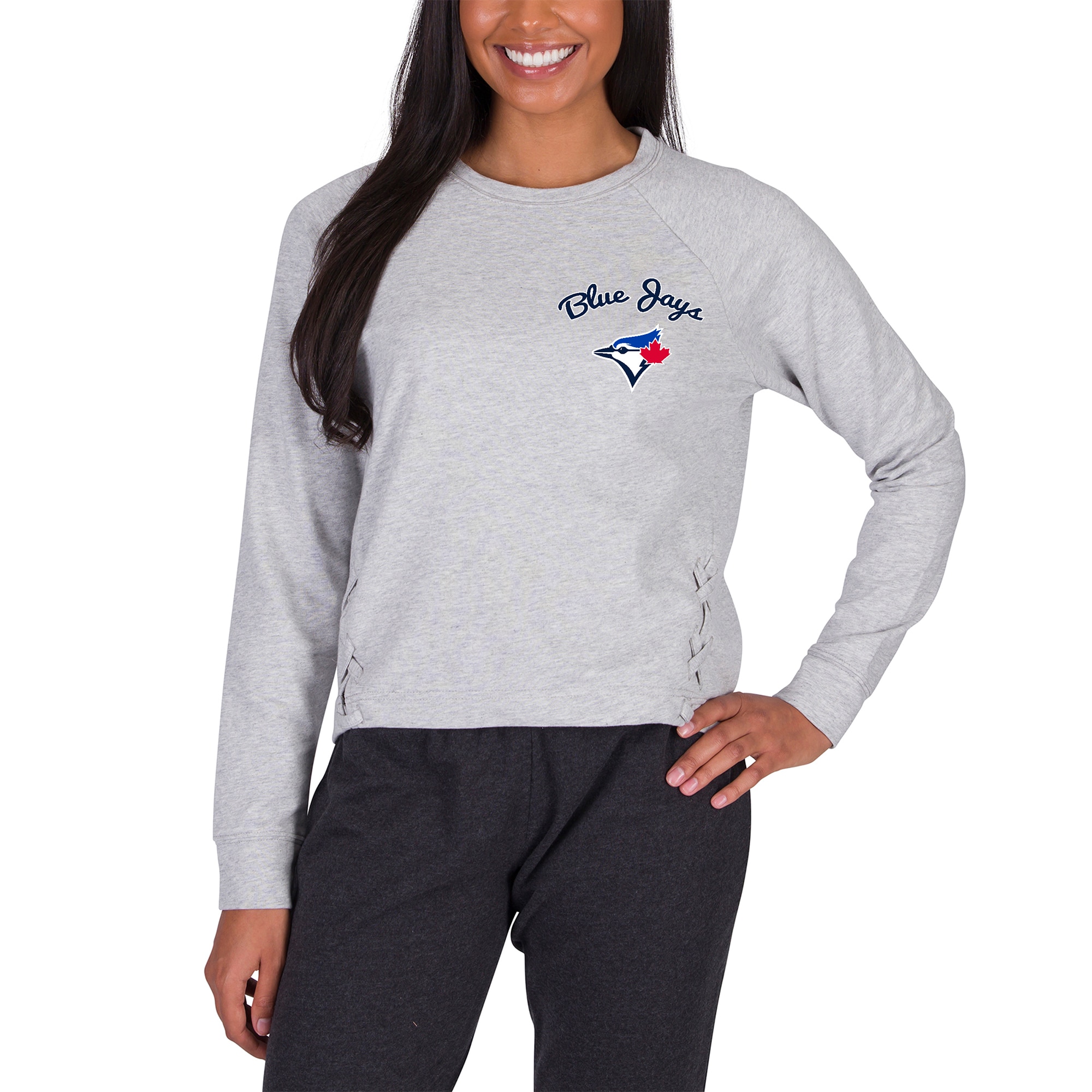 Women's Toronto Blue Jays Concepts Sport Gray Greenway Long Sleeve Top