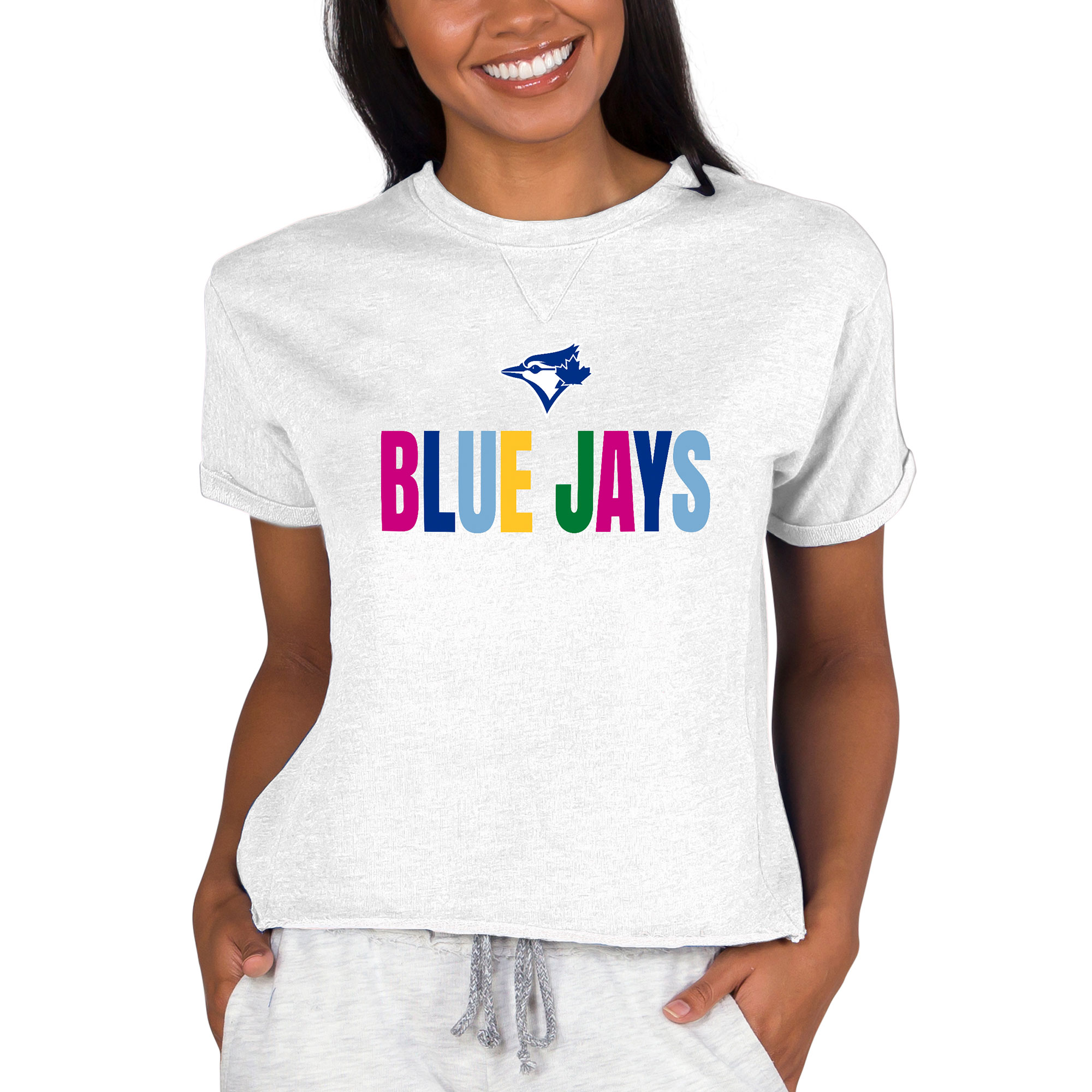 Women's Toronto Blue Jays  Concepts Sport Oatmeal Mainstream Terry Sweatshirt