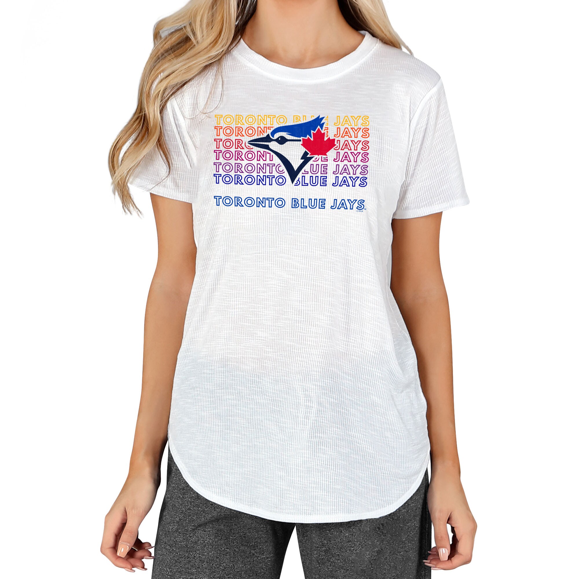 Women's Toronto Blue Jays Concepts Sport White Gable Knit T-Shirt