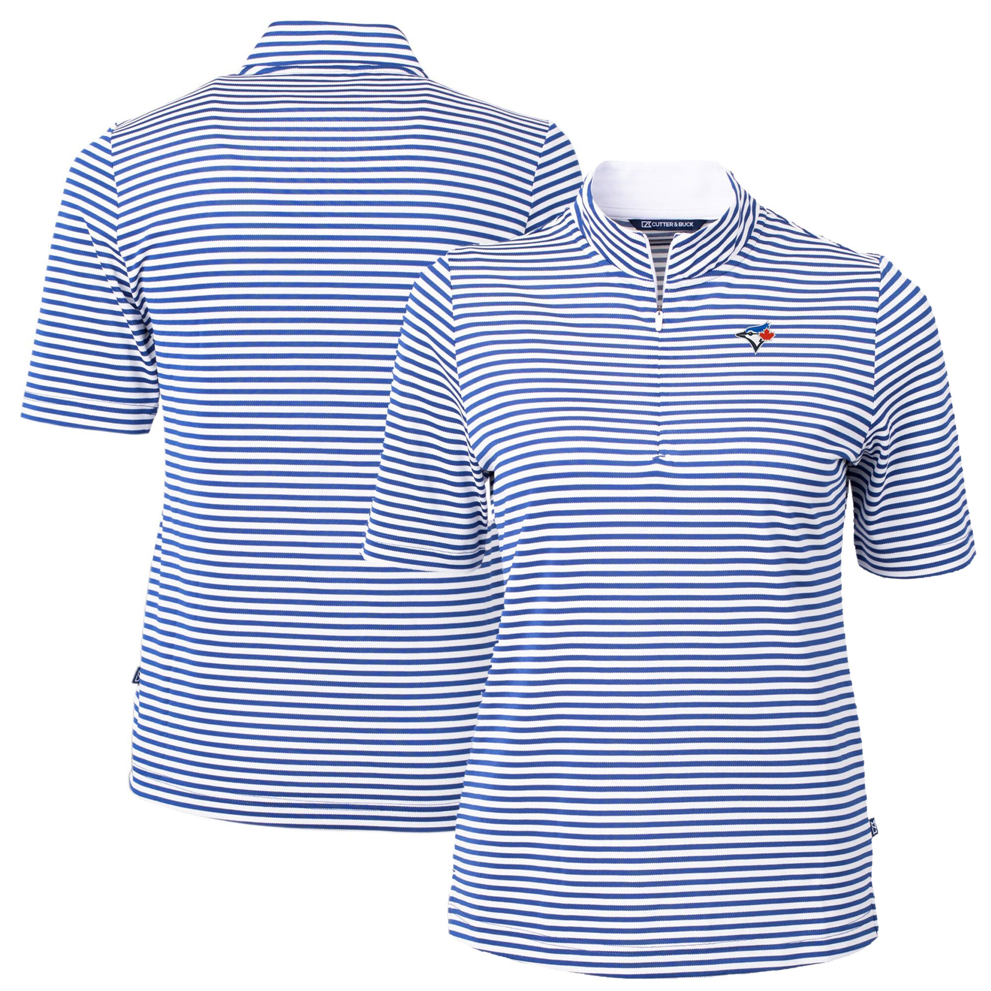 Women's Toronto Blue Jays  Cutter & Buck Blue Virtue Eco Pique Stripe Top