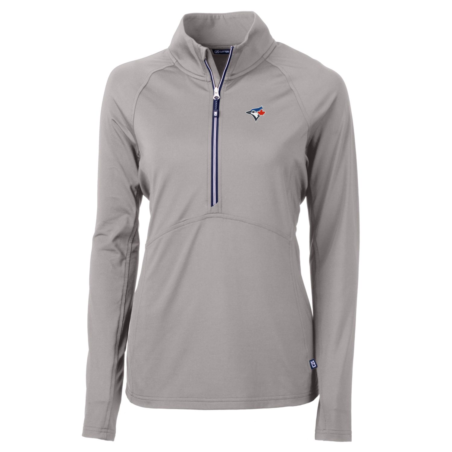 Women's Toronto Blue Jays Cutter & Buck Gray Adapt Eco Knit Stretch Half-Zip Pullover Top