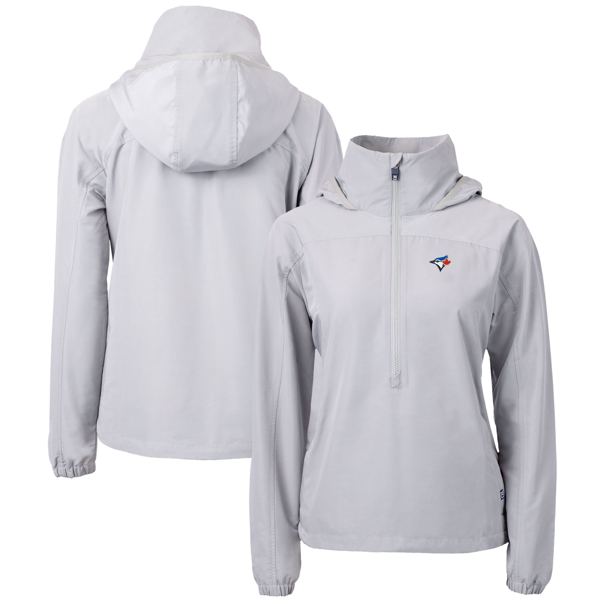 Women's Toronto Blue Jays  Cutter & Buck Gray Charter Eco Recycled Half-Zip Anorak Jacket
