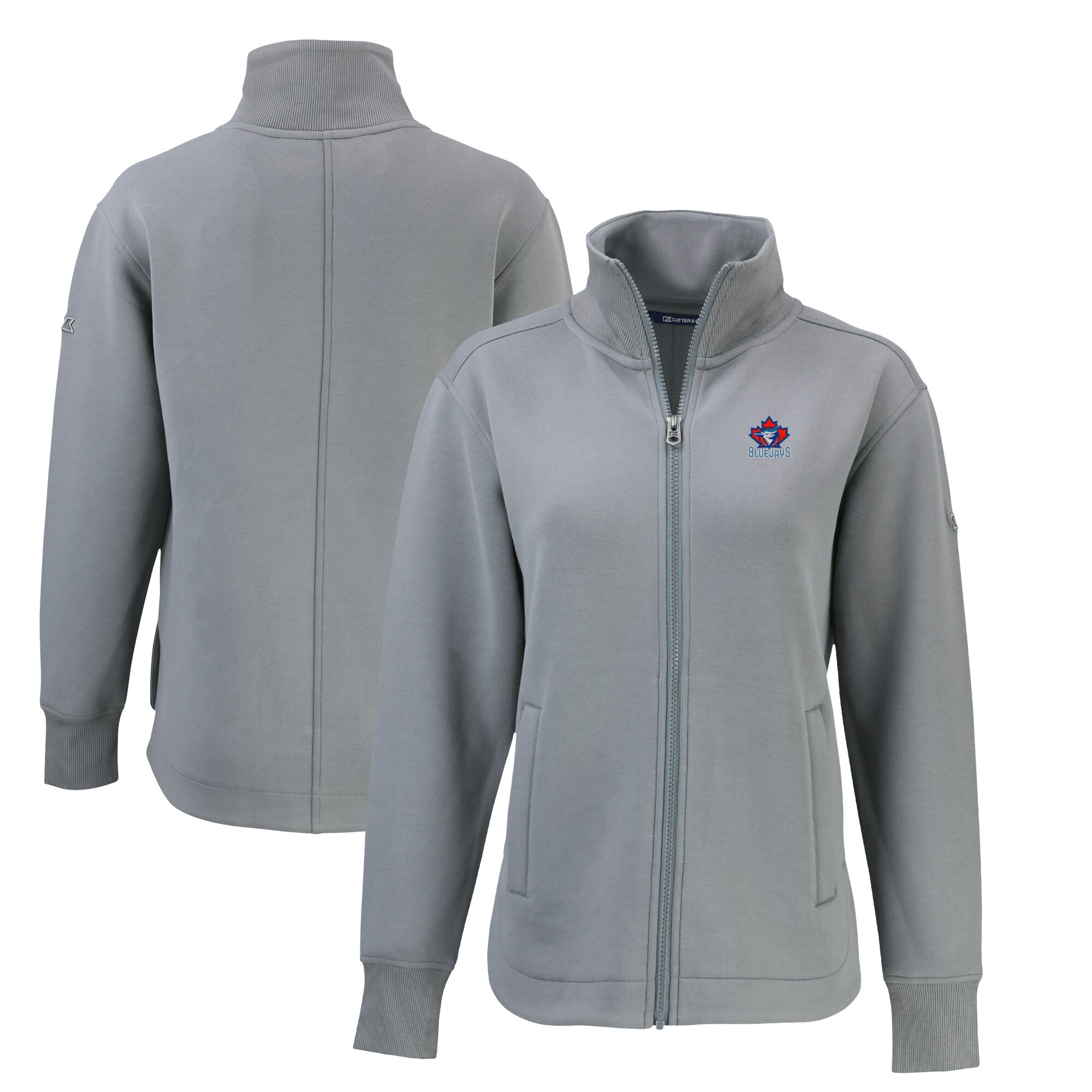 Women's Toronto Blue Jays Cutter & Buck Gray Cooperstown Collection Roam Eco Recycled Full-Zip Jacket