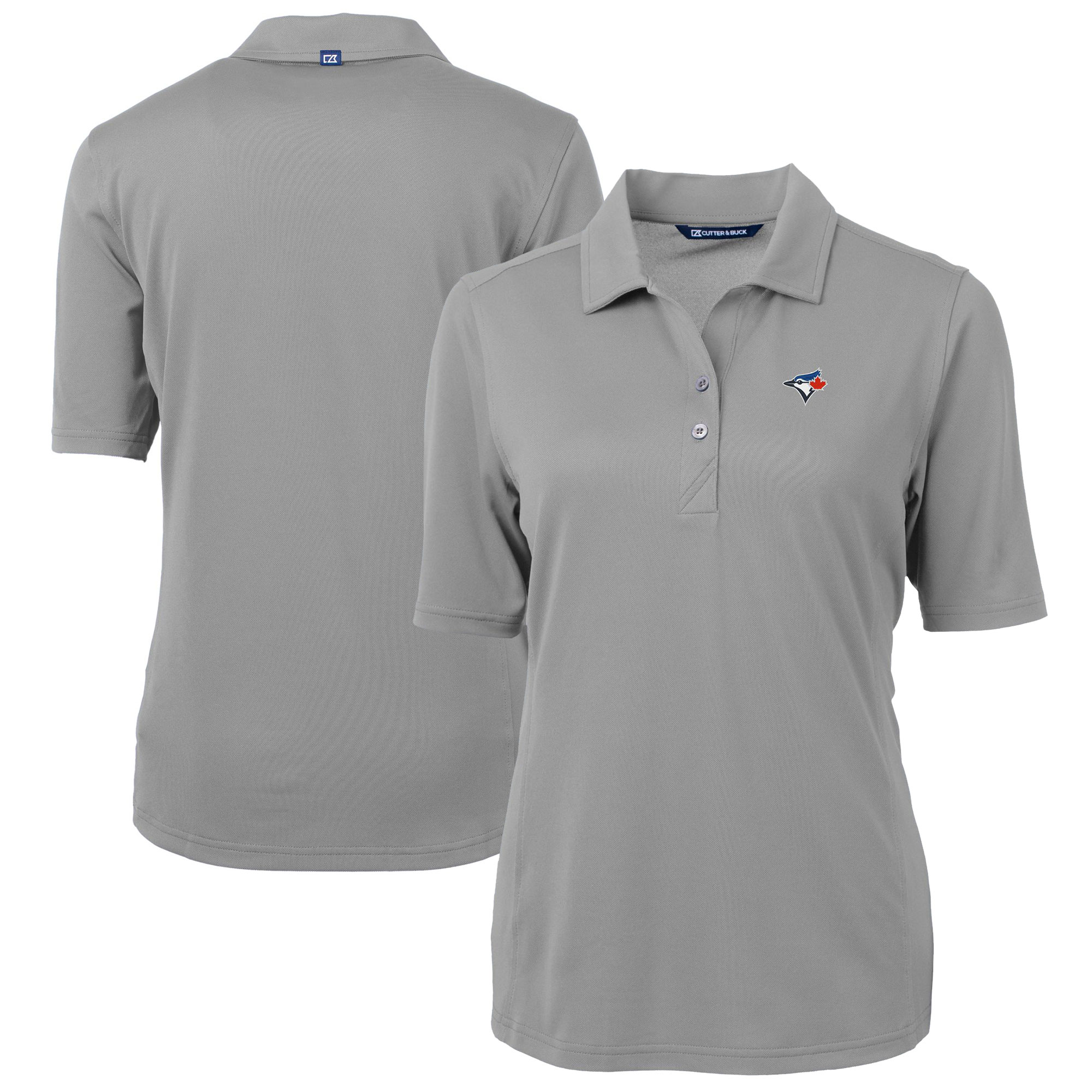 Women's Toronto Blue Jays  Cutter & Buck Gray DryTec Virtue Eco Pique Recycled Polo