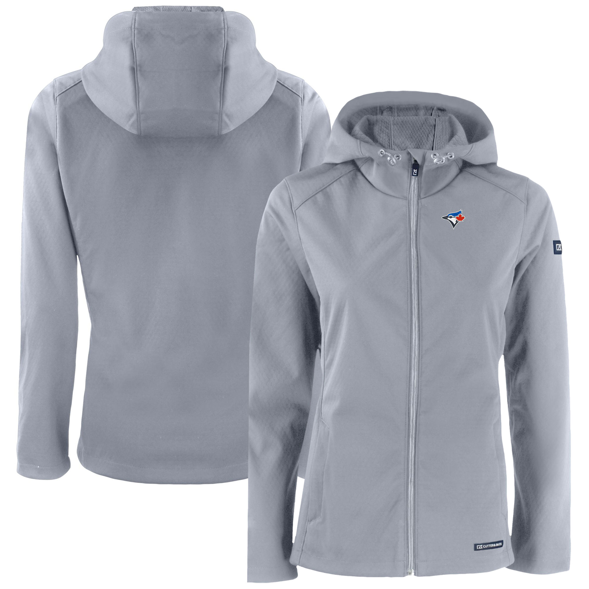 Women's Toronto Blue Jays  Cutter & Buck Gray Evoke Eco Softshell Recycled Full-Zip Jacket