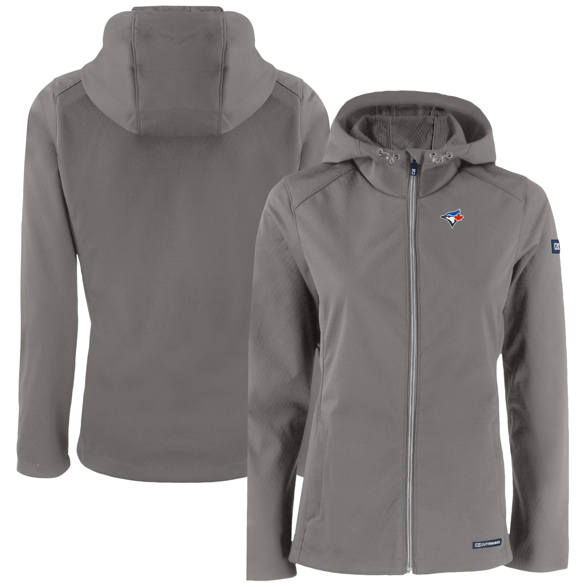 Women's Toronto Blue Jays  Cutter & Buck Gray Evoke Eco Softshell Recycled Full-Zip Jacket