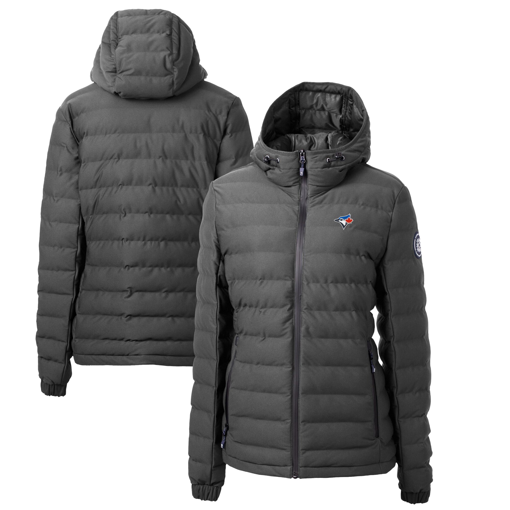 Women's Toronto Blue Jays Cutter & Buck Gray Mission Ridge Repreve Eco Insulated Full-Zip Puffer Jacket