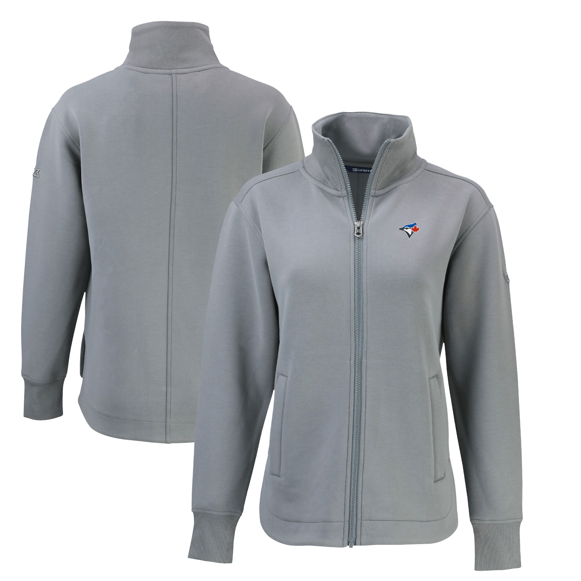 Women's Toronto Blue Jays Cutter & Buck Gray Roam Eco Recycled Full-Zip Jacket