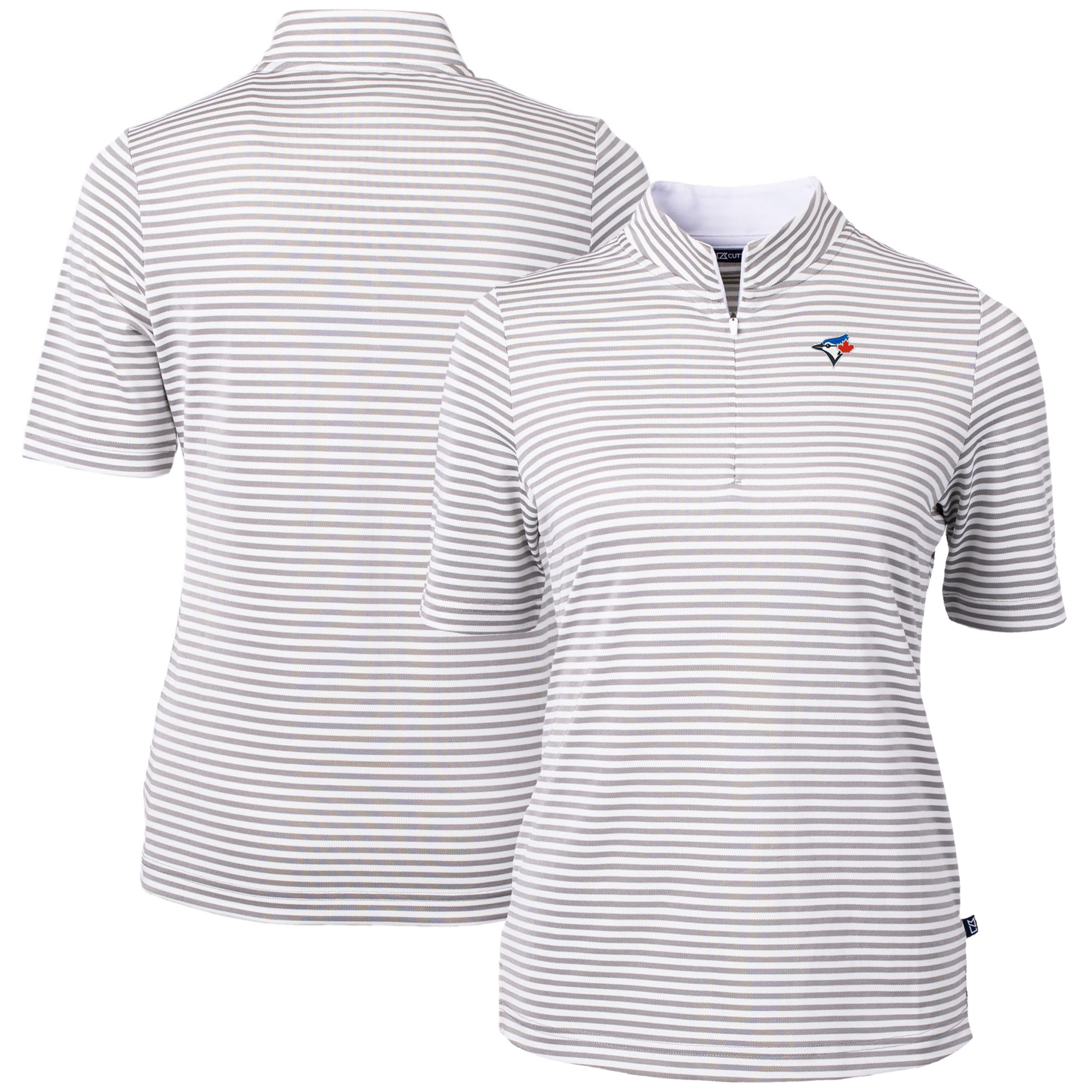 Women's Toronto Blue Jays  Cutter & Buck Gray Virtue Eco Pique Stripe Top