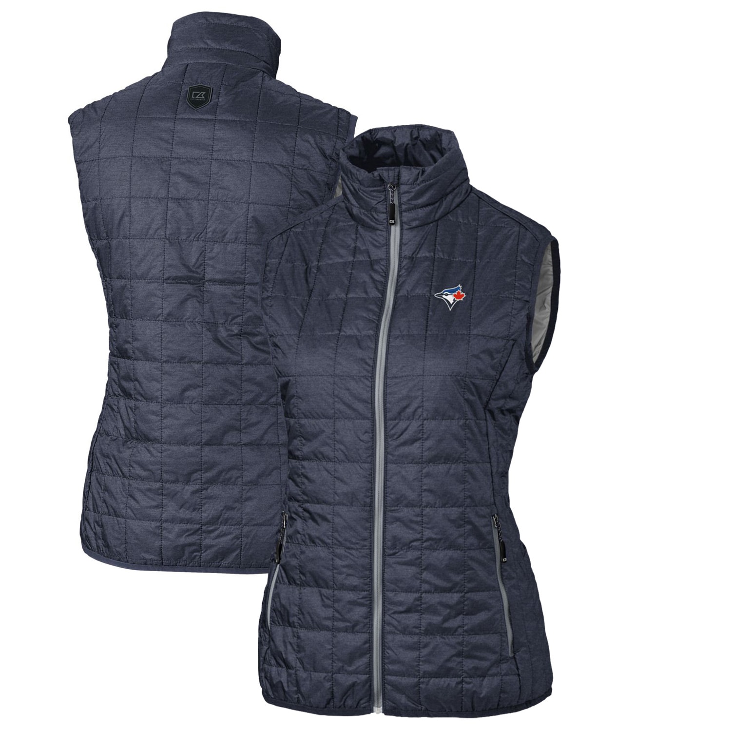 Women's Toronto Blue Jays Cutter & Buck Heather Navy Rainier PrimaLoft Eco Full-Zip Puffer Vest