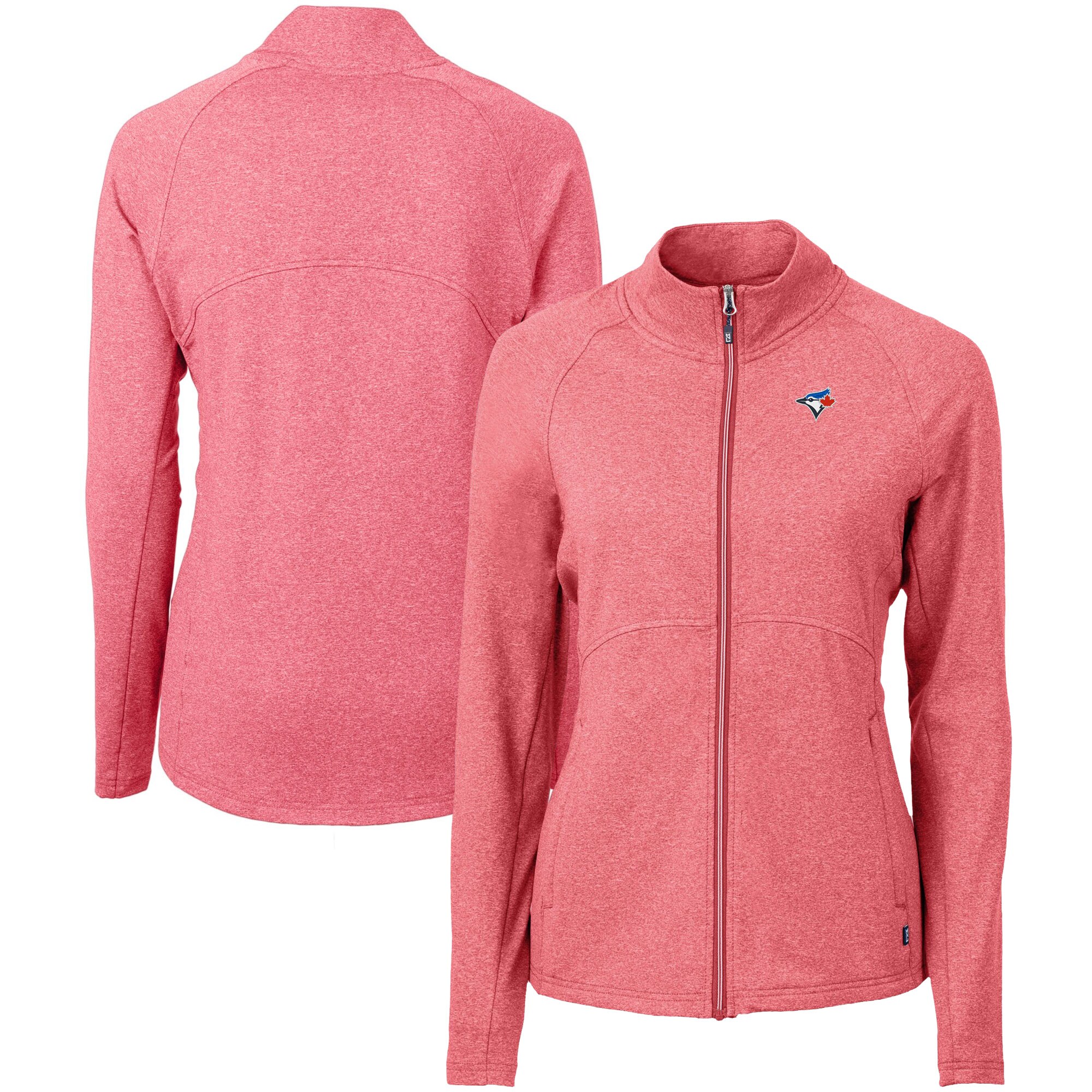 Women's Toronto Blue Jays  Cutter & Buck Heather Red Adapt Eco Knit Raglan Full-Zip Jacket