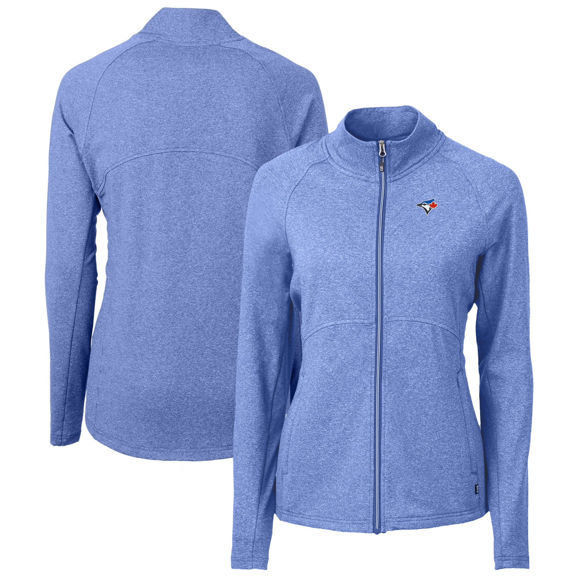 Women's Toronto Blue Jays  Cutter & Buck Heather Royal Adapt Eco Knit Raglan Full-Zip Jacket