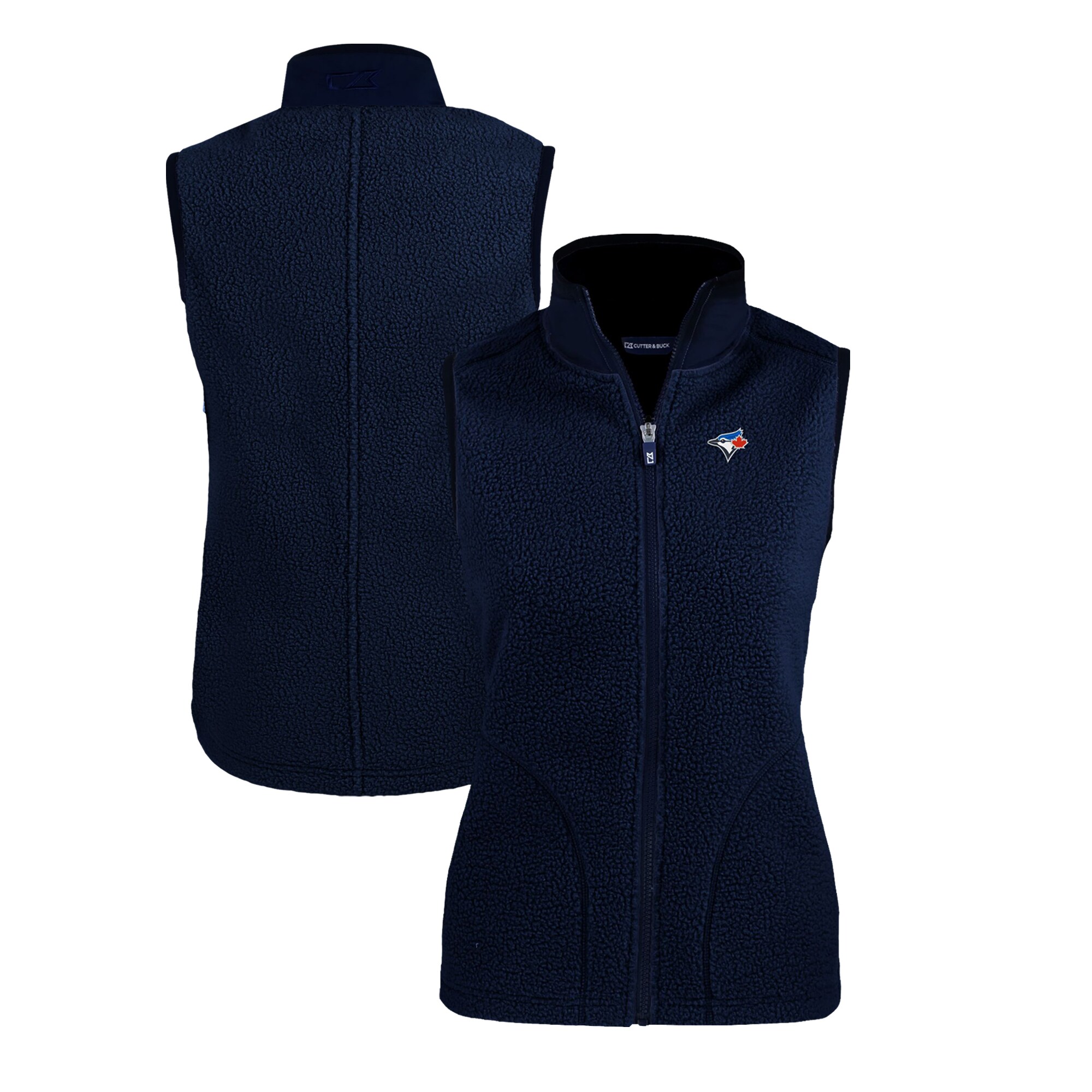 Women's Toronto Blue Jays  Cutter & Buck Navy Cascade Eco Sherpa Fleece Full-Zip Vest