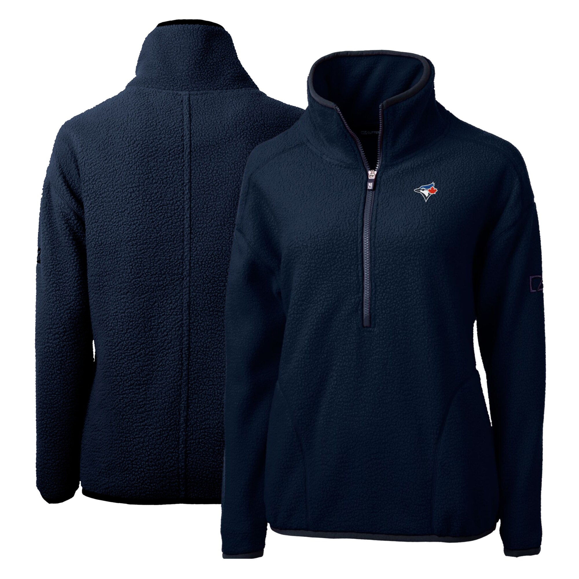 Women's Toronto Blue Jays Cutter & Buck Navy Cascade Eco Sherpa Fleece Quarter-Zip Pullover Jacket