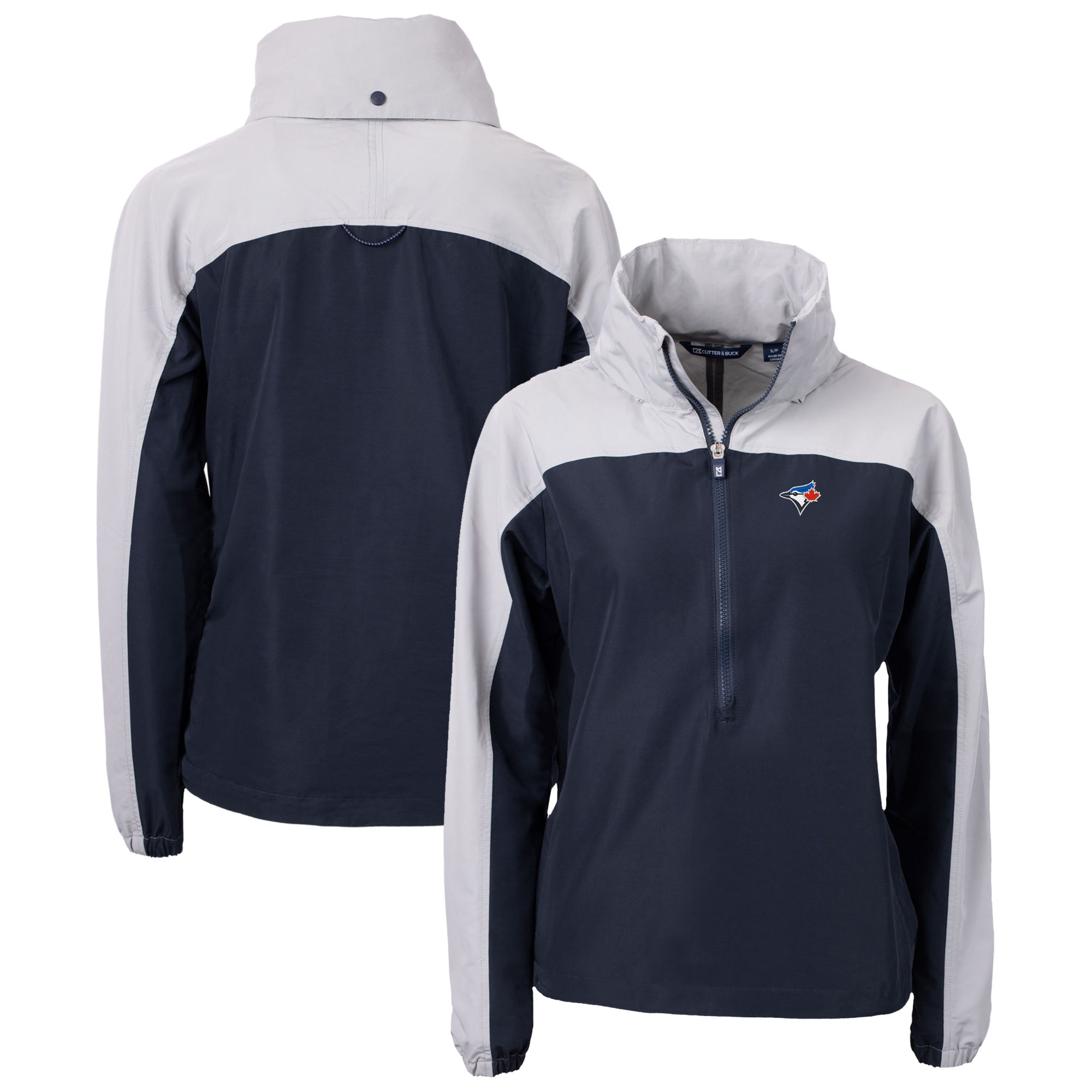Women's Toronto Blue Jays  Cutter & Buck Navy Charter Eco Recycled Half-Zip Anorak Jacket