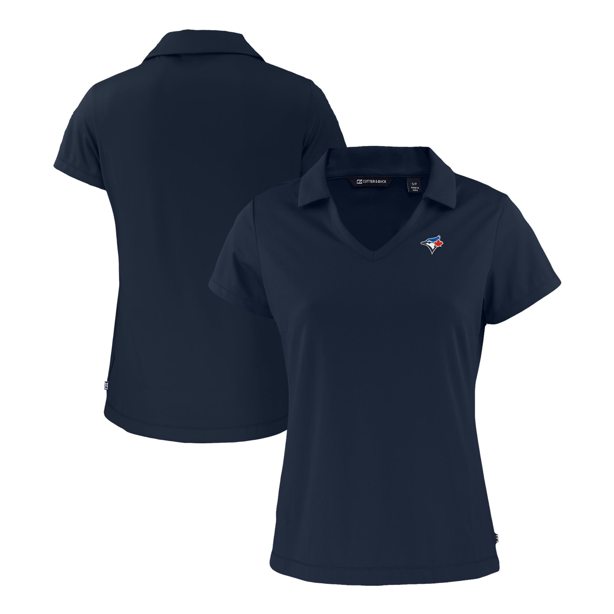 Women's Toronto Blue Jays  Cutter & Buck Navy Daybreak Eco Recycled V-Neck Polo